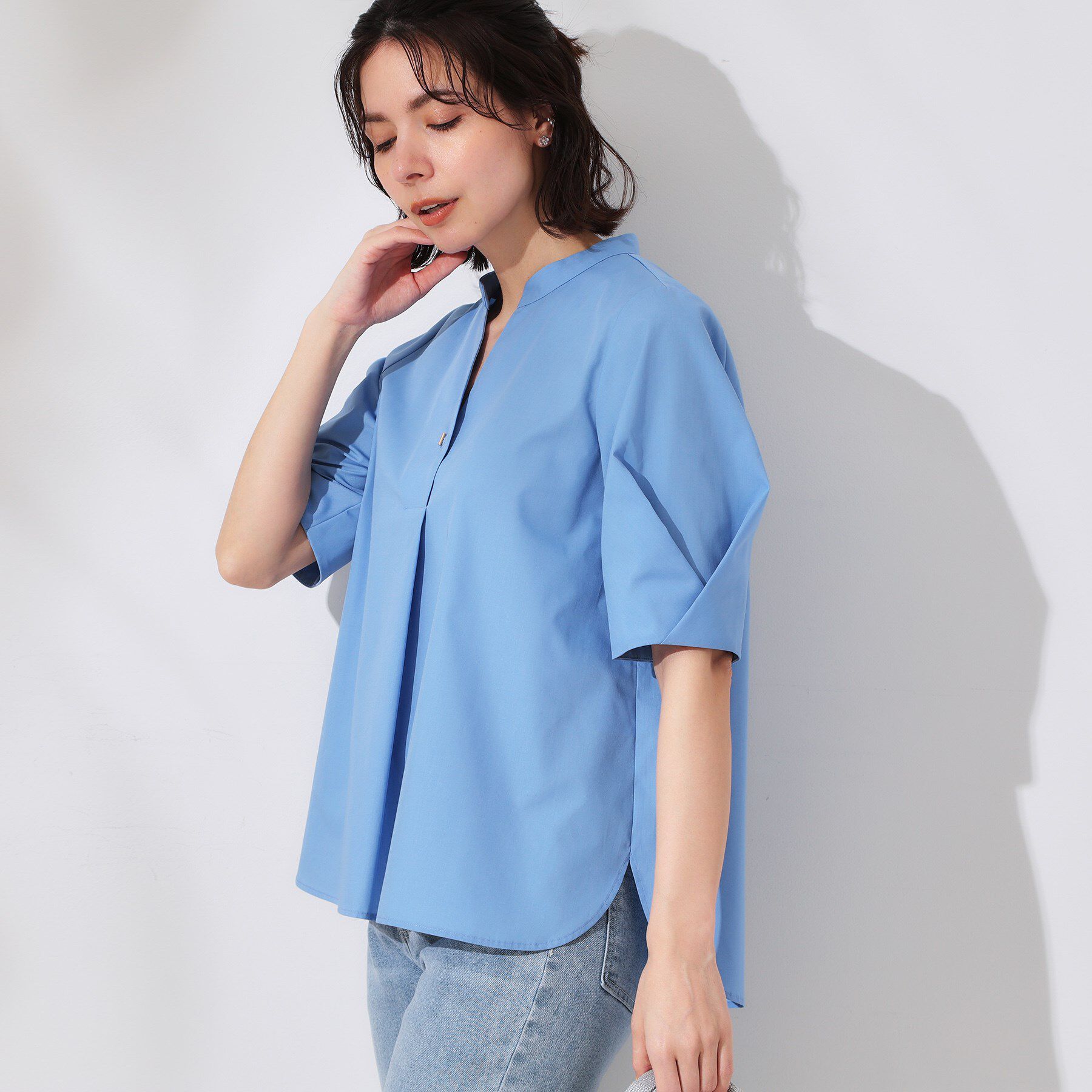 OPAQUE.CLIP「スキッパータックスリーブブラウス【洗濯機洗い可】」|シャツ・ブラウス|