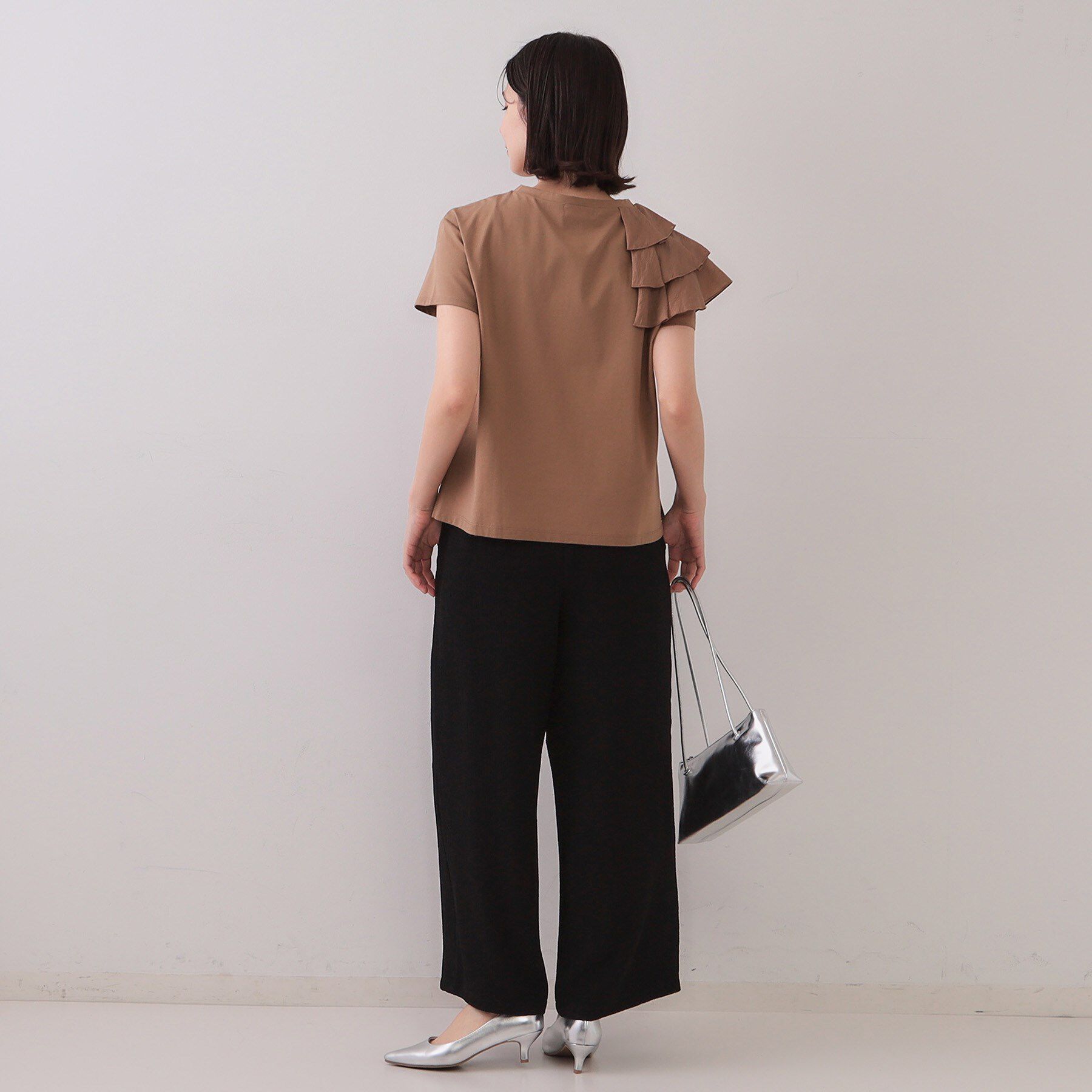 OPAQUE.CLIP「ショルダーフリルドッキングカットソー【UV/接触冷感/洗濯機洗い可】」|Tシャツ・カットソー|