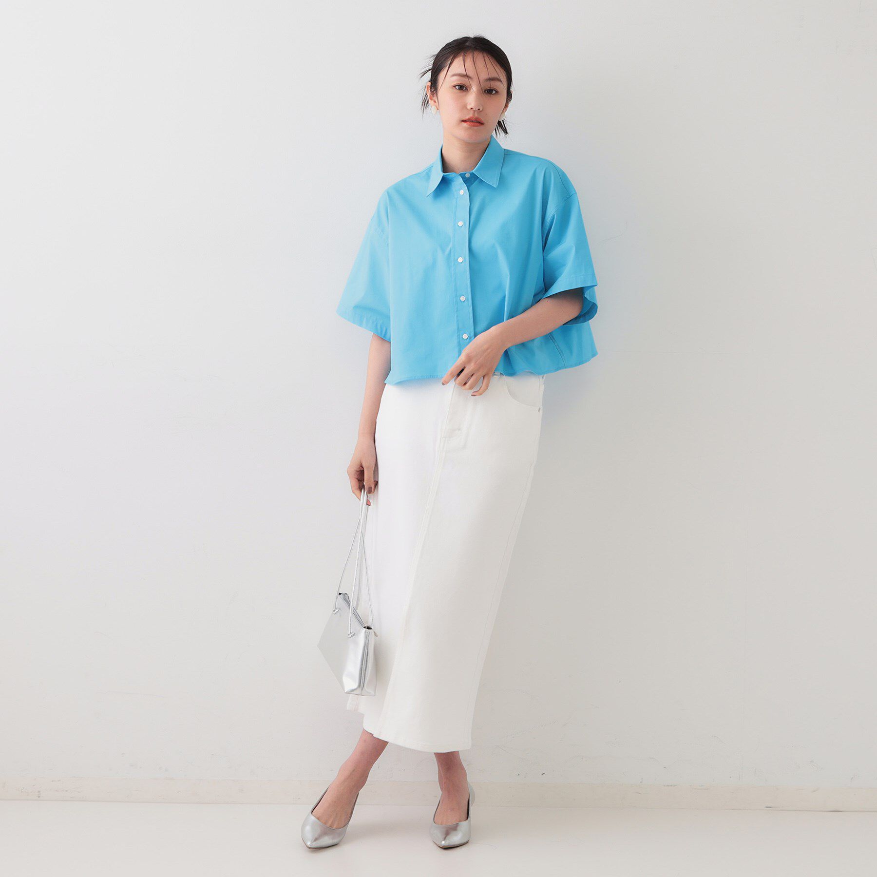 OPAQUE.CLIP「クロップドハーフスリーブシャツ【洗濯機洗い可】」|シャツ・ブラウス|