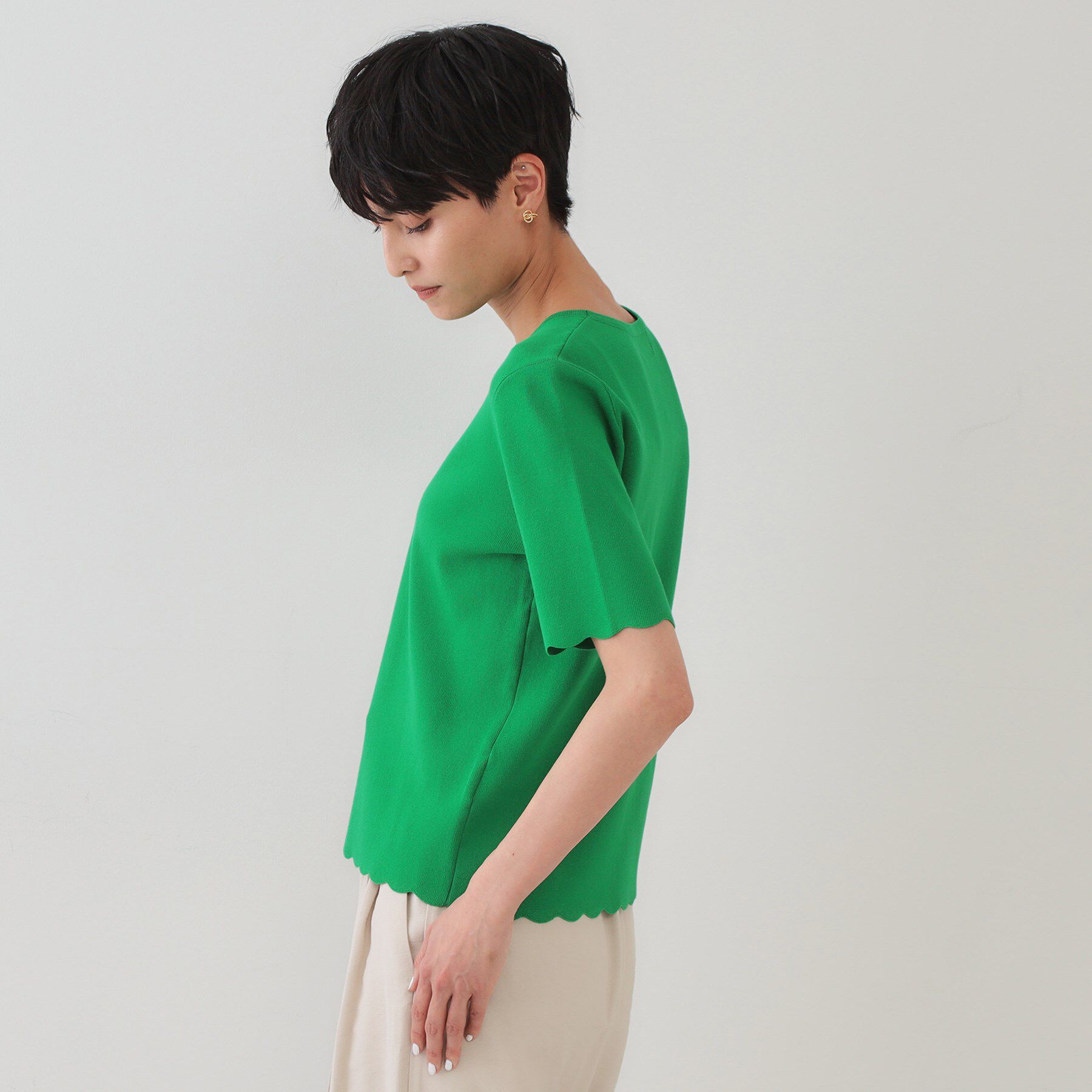 OPAQUE.CLIP「裾スカラップニット【洗濯機洗い可】」|ニット・セーター|