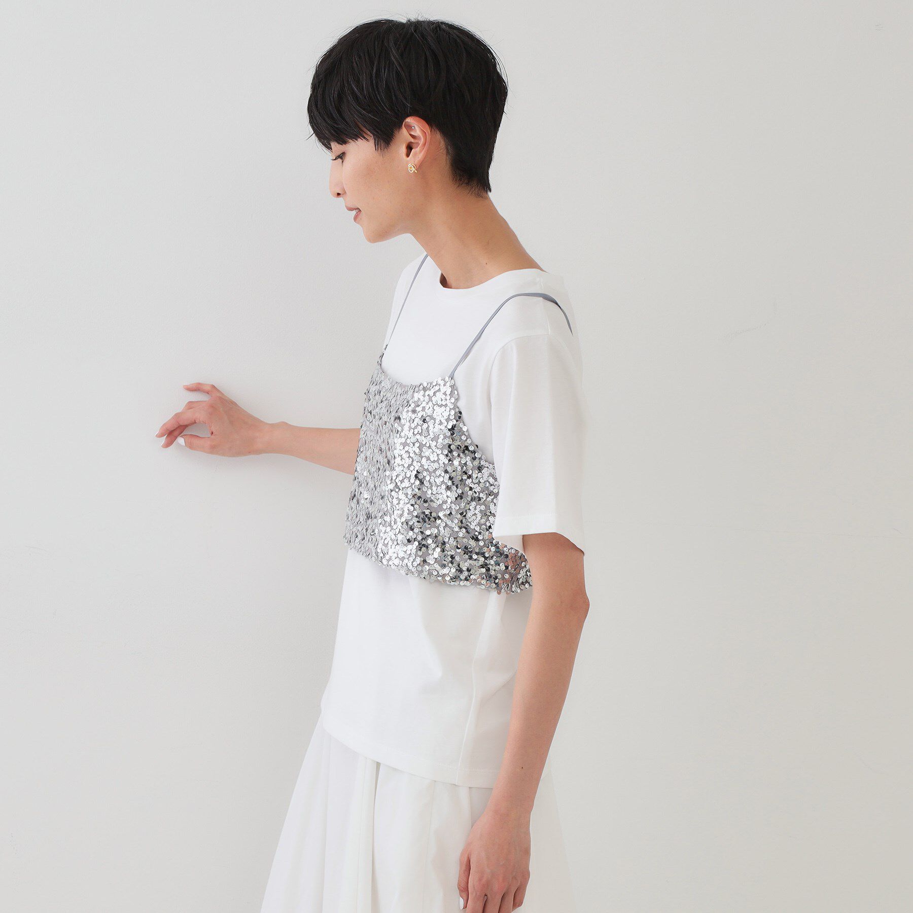 OPAQUE.CLIP「《ツインセット》スパンコールキャミ&times;Tシャツ【洗濯機洗い可】」|その他|