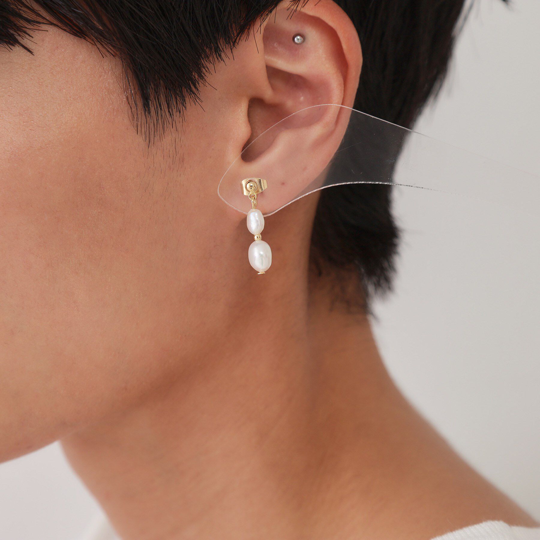 OPAQUE.CLIP「淡水パール&times;メタルピアス」|ピアス|