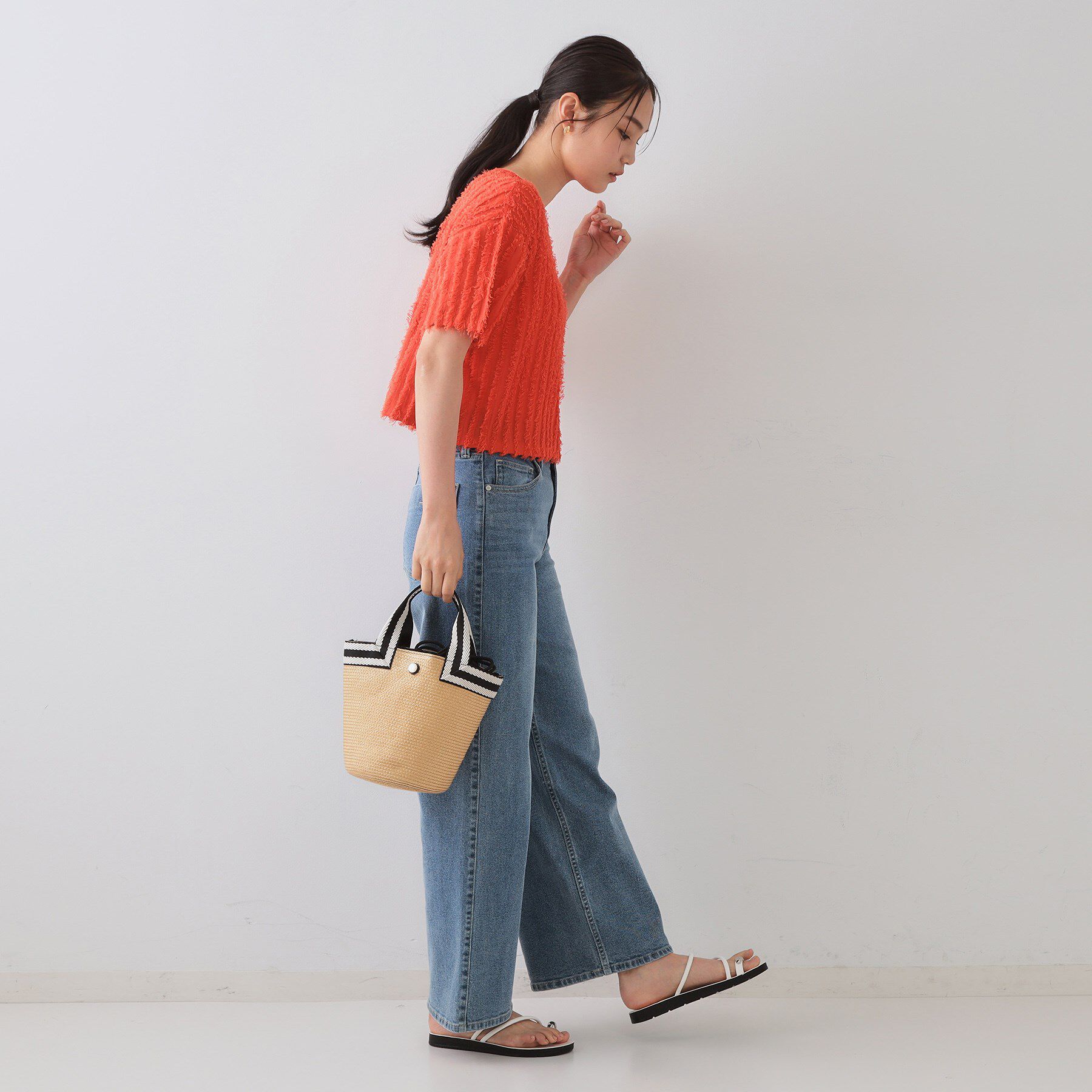 OPAQUE.CLIP「フリンジクロップドニット【洗濯機洗い可/抗ピル】」|ニット・セーター|