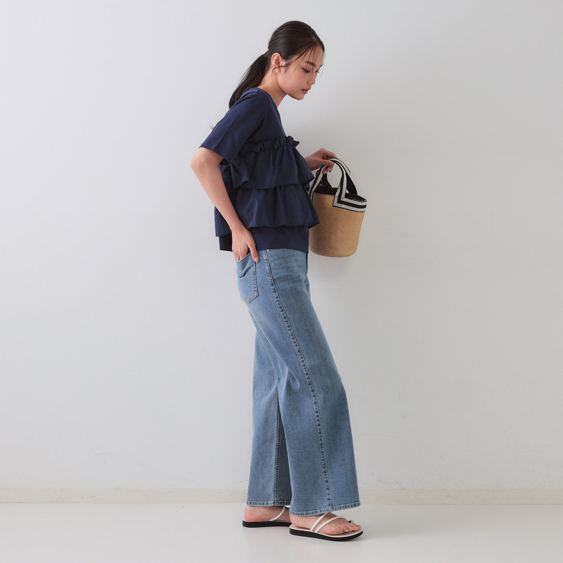 OPAQUE.CLIP「ダブルフリルデザイントップス【洗濯機洗い可】」|Tシャツ・カットソー|