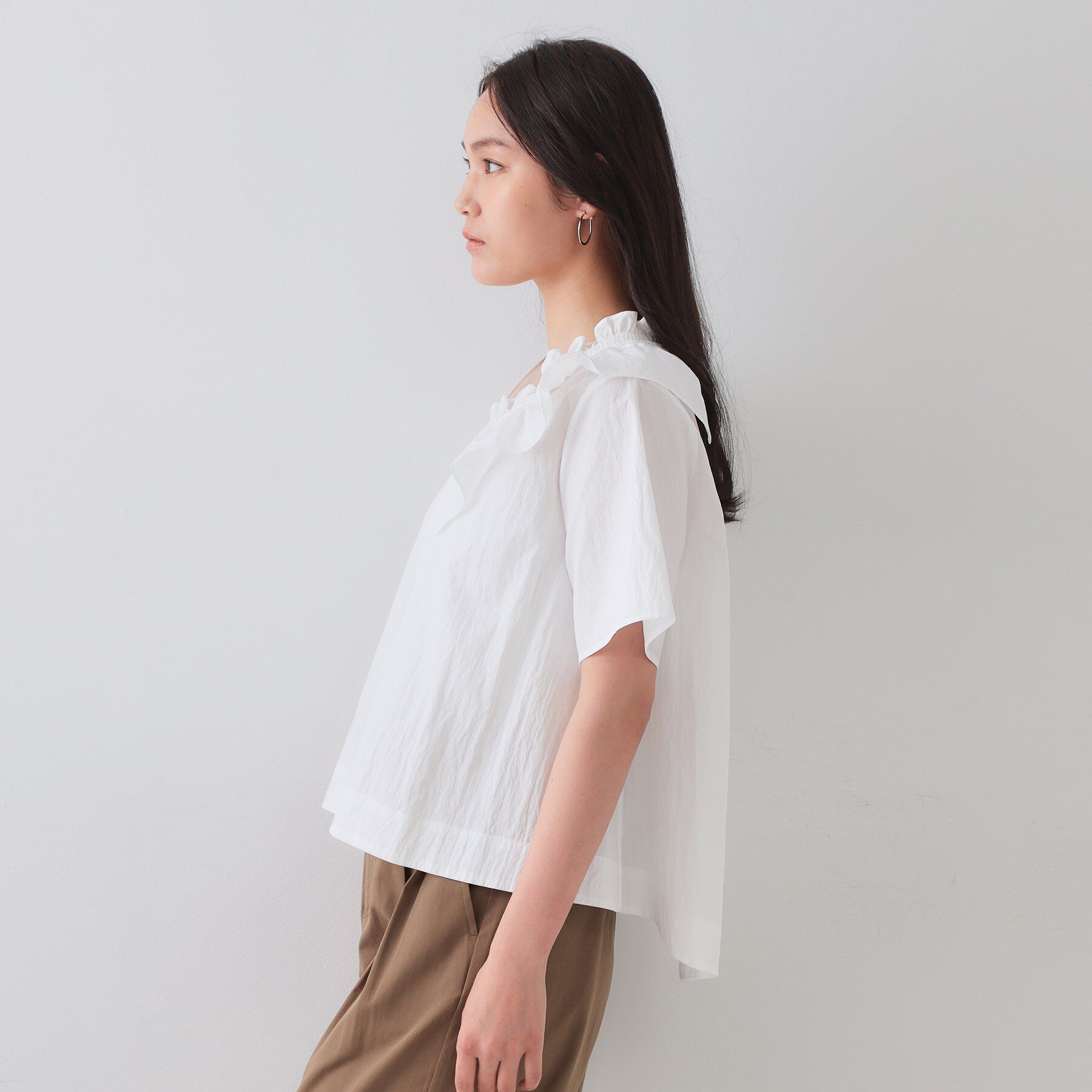 OPAQUE.CLIP「アシンメトリーフリルブラウス【洗濯機洗い可】」|シャツ・ブラウス|