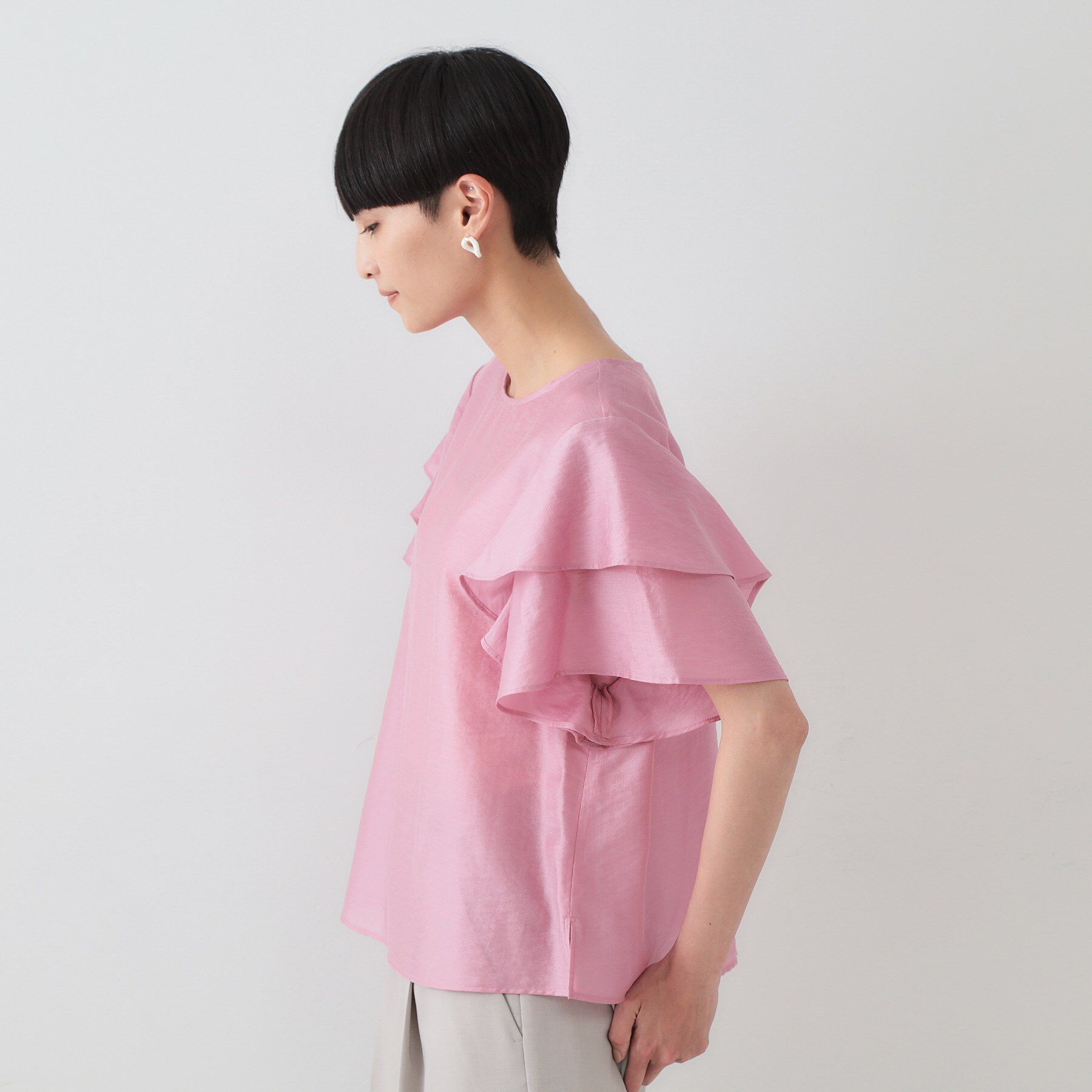 OPAQUE.CLIP「フリルスリーブブラウス【洗濯機洗い可】」|シャツ・ブラウス|