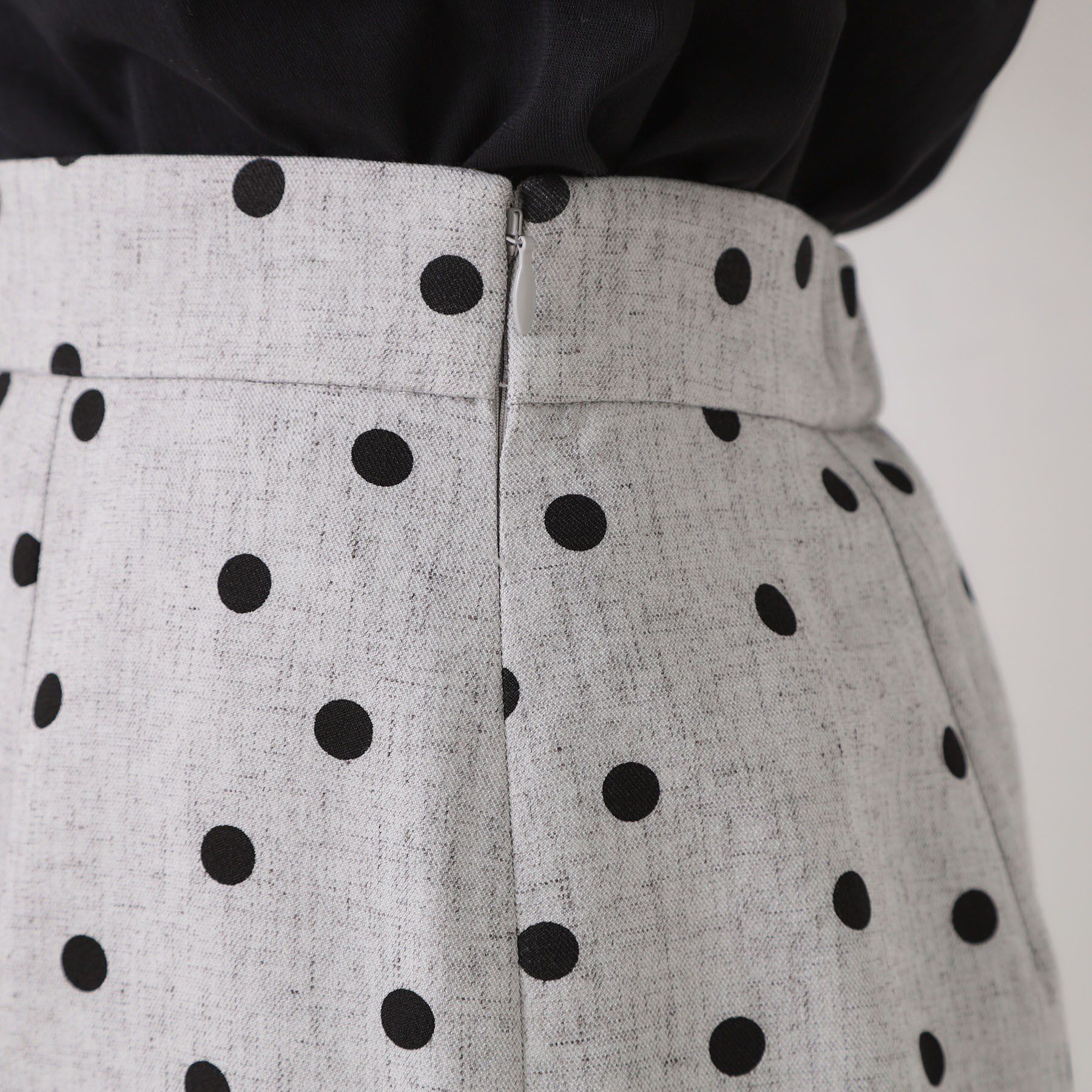 OPAQUE.CLIP「麻混ドットプリントナロースカート【洗濯機洗い可】」|スカート|