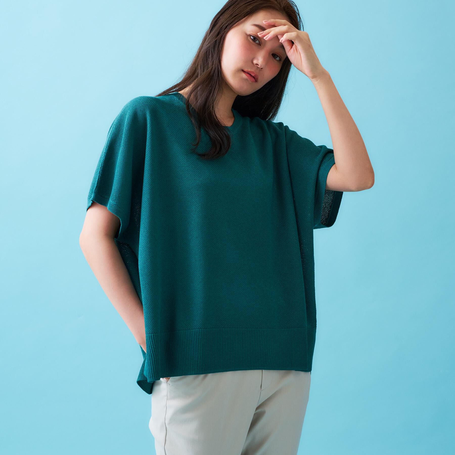 OPAQUE.CLIP「《5色展開/S-LLサイズ》リラクシーメッシュニット【洗濯機洗い可】」|ニット・セーター|