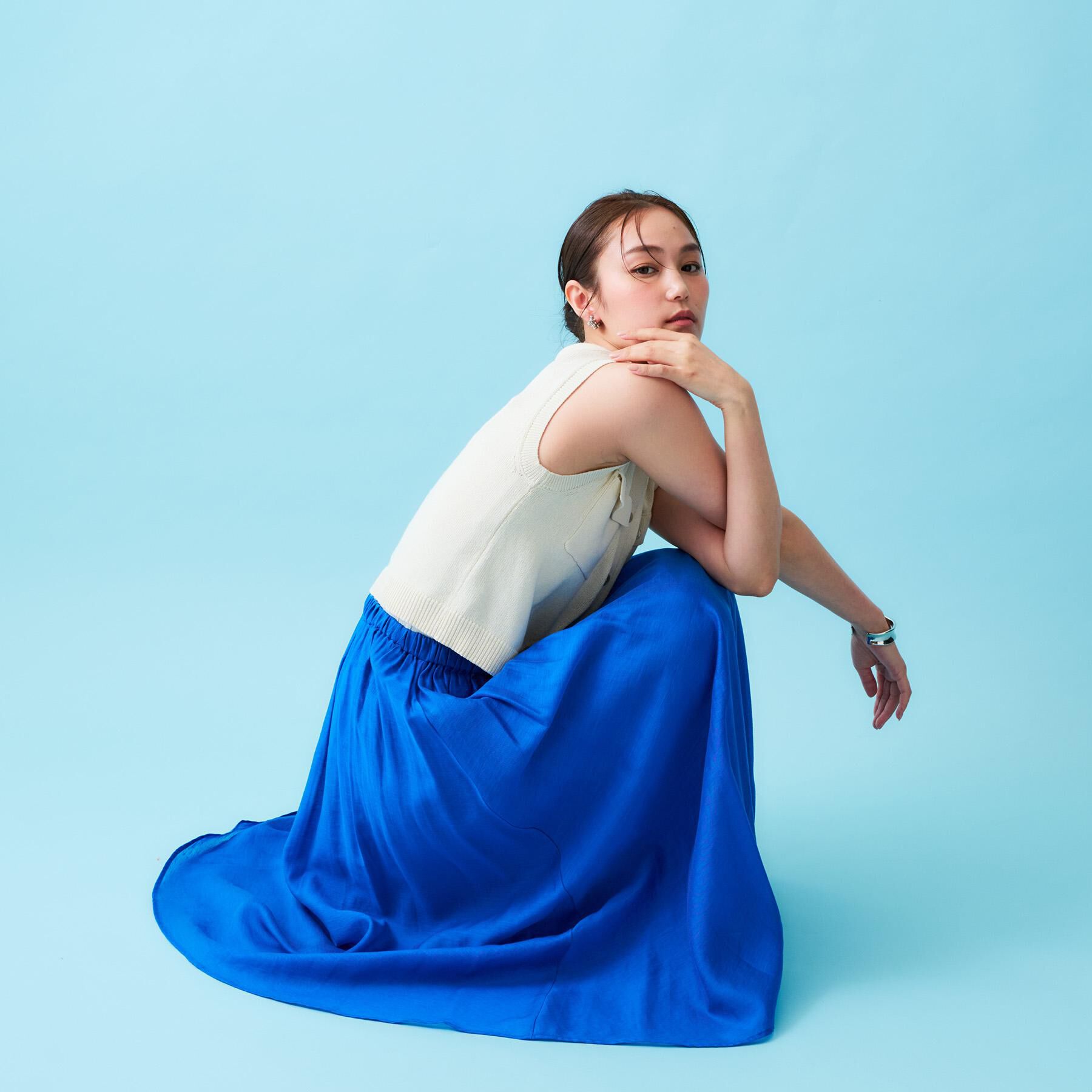 OPAQUE.CLIP「麻混シアーギャザーフレアスカート【洗濯機洗い可】」|スカート|