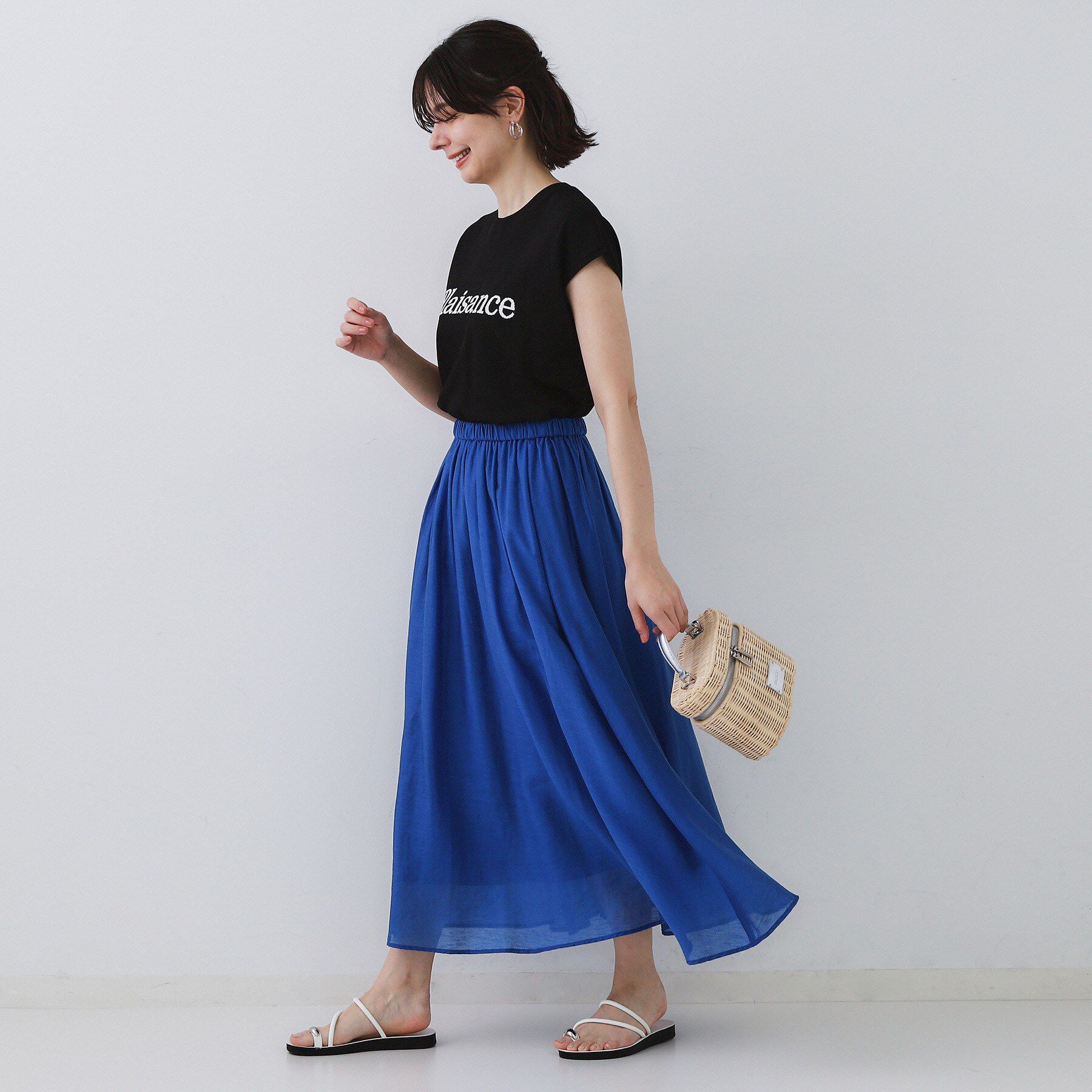 OPAQUE.CLIP「麻混シアーギャザーフレアスカート【洗濯機洗い可】」|スカート|