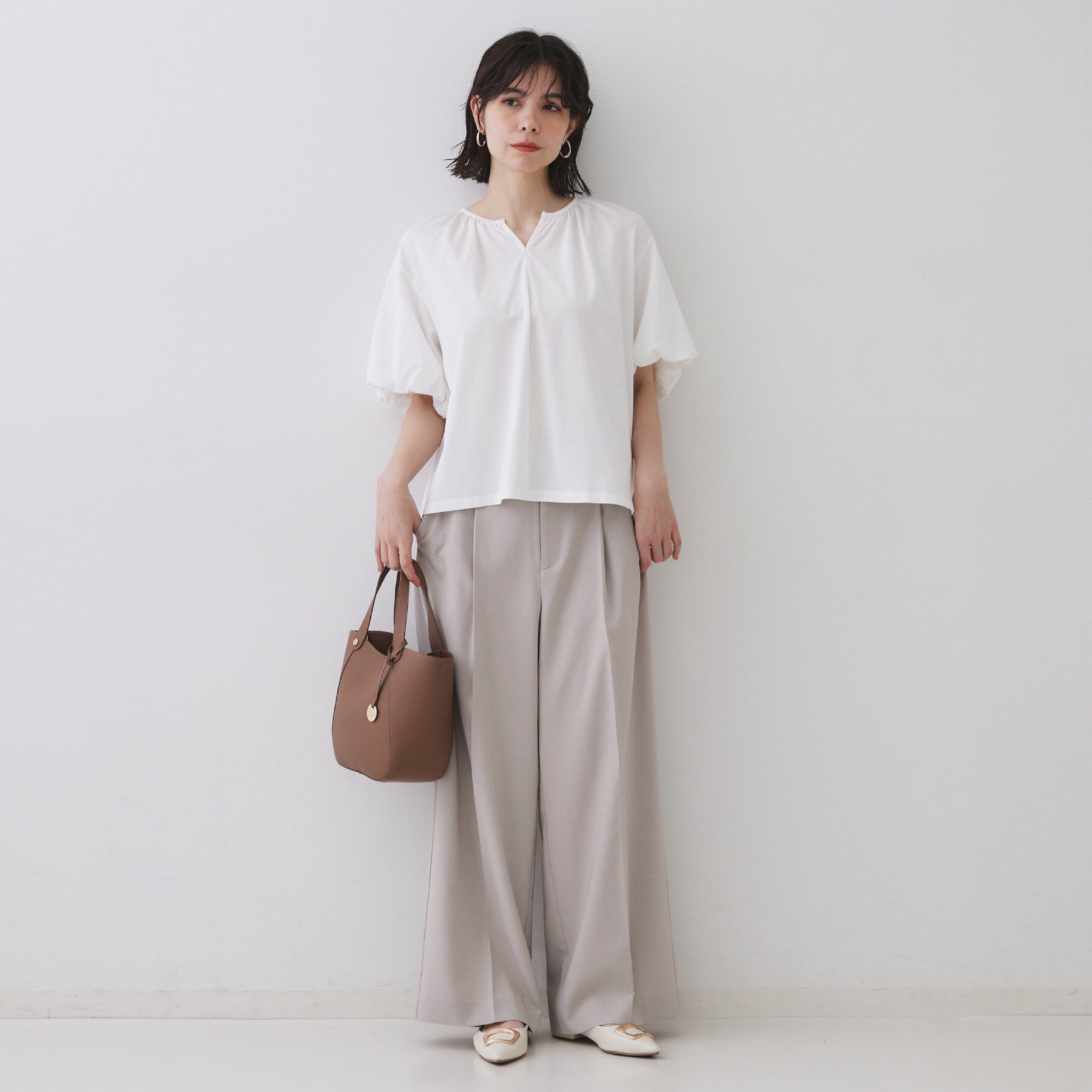 OPAQUE.CLIP「バルーンスリーブトップス/セットアップ対応【UVケア/接触冷感/洗濯機洗い可】」|Tシャツ・カットソー|