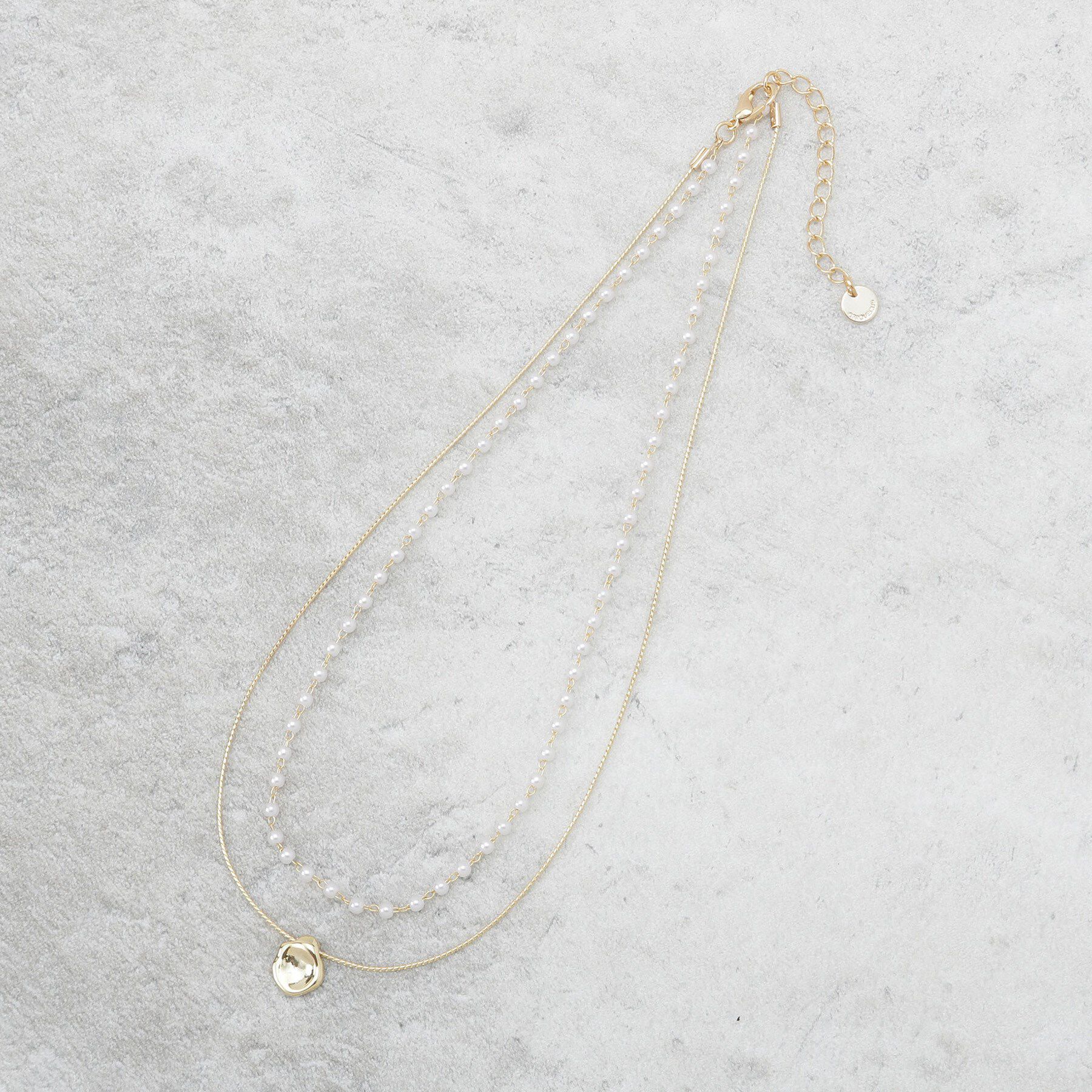 OPAQUE.CLIP「フェイクパール&times;コインチェーン 2連ネックレス」|ネックレス|