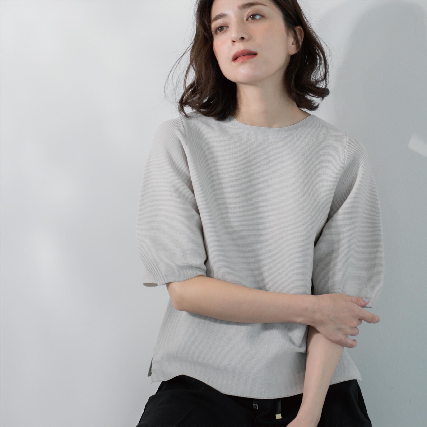 OPAQUE.CLIP「ガーターボリュームスリーブニット【UVケア/洗濯機洗い可】」|ニット・セーター|