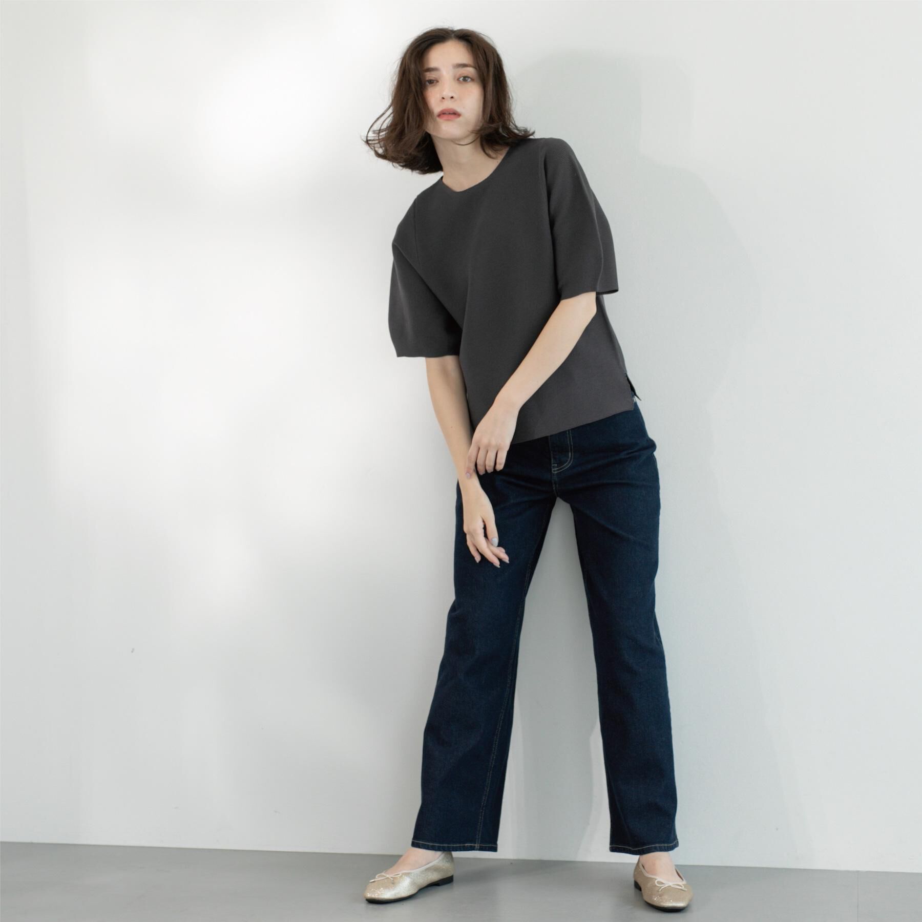 OPAQUE.CLIP「ガーターボリュームスリーブニット【UVケア/洗濯機洗い可】」|ニット・セーター|