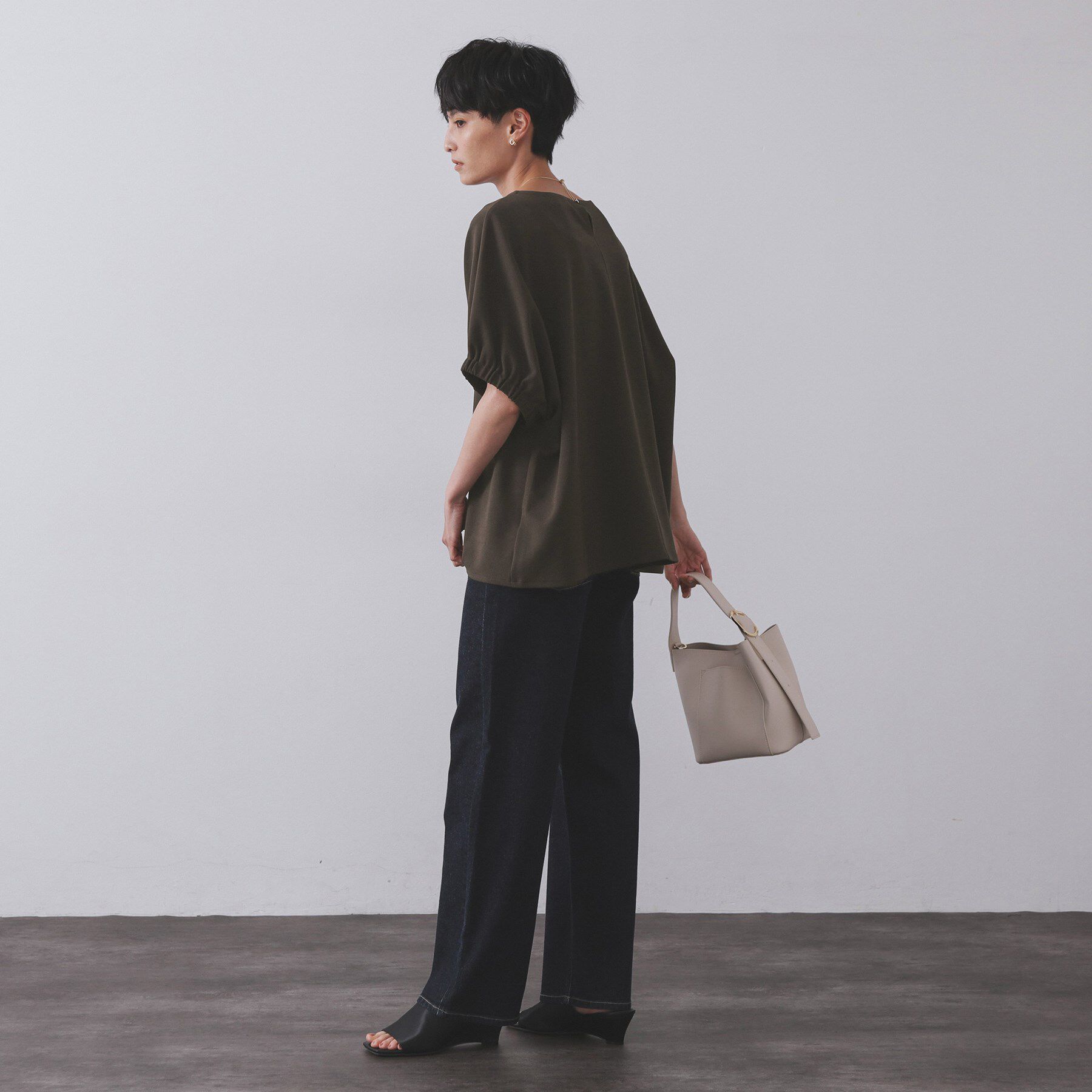 OPAQUE.CLIP「ギャザードルマンスリーブトップス【UV/吸水速乾/洗濯機洗い可】」|Tシャツ・カットソー|