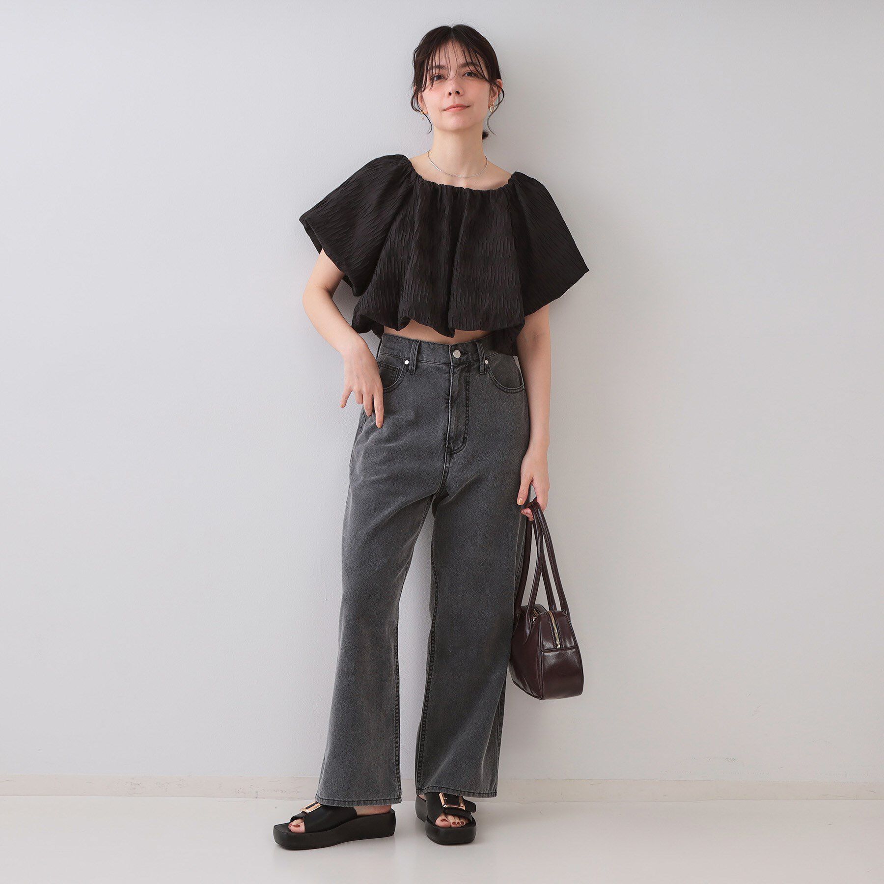 OPAQUE.CLIP「ふくれジャカードバルーンブラウス【洗濯機洗い可】」|シャツ・ブラウス|