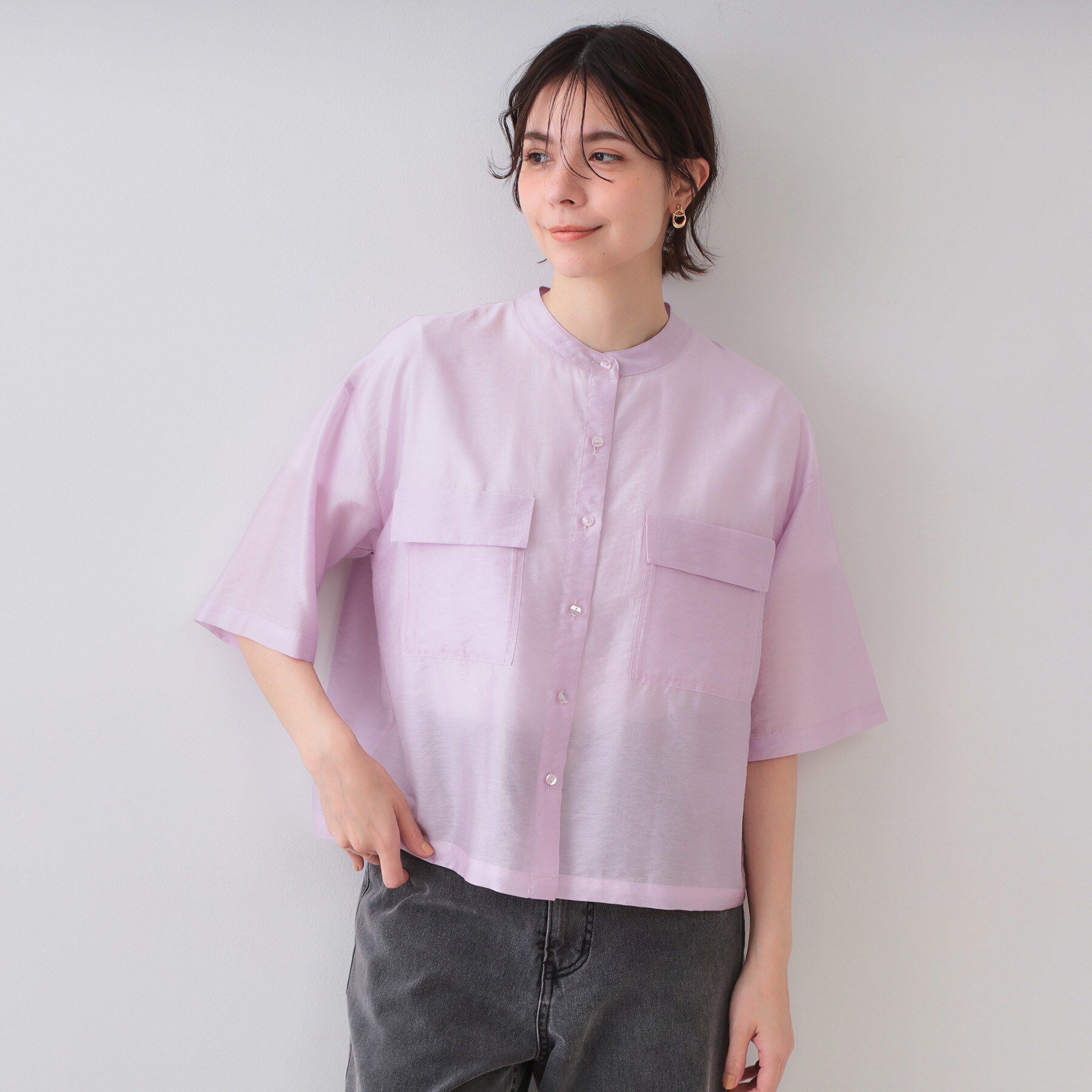 OPAQUE.CLIP「シアーダブルポケットシャツ【洗濯機洗い可】」|シャツ・ブラウス|