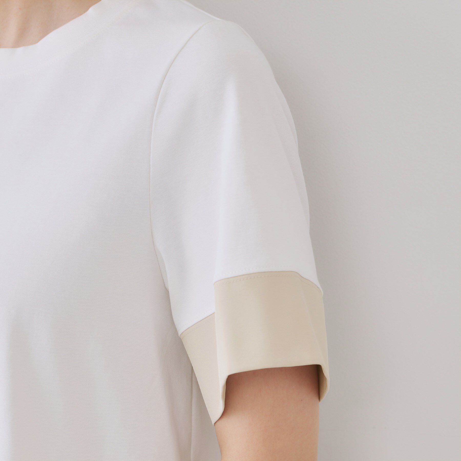 OPAQUE.CLIP「配色フハクドッキングペプラムトップス【洗濯機洗い可/抗ピル】」|Tシャツ・カットソー|