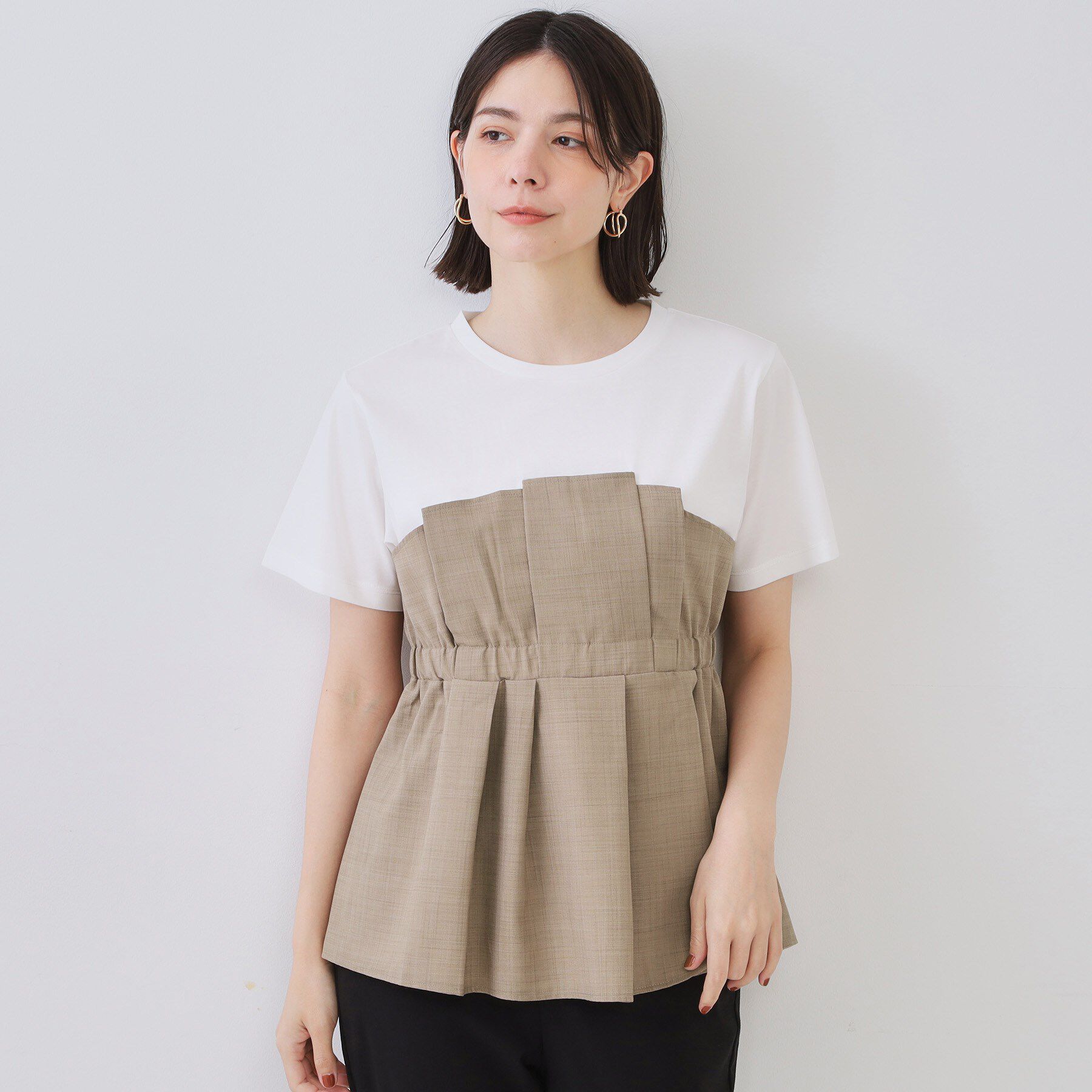 OPAQUE.CLIP「タックビスチェドッキングカットソー【洗濯機洗い可】」|Tシャツ・カットソー|