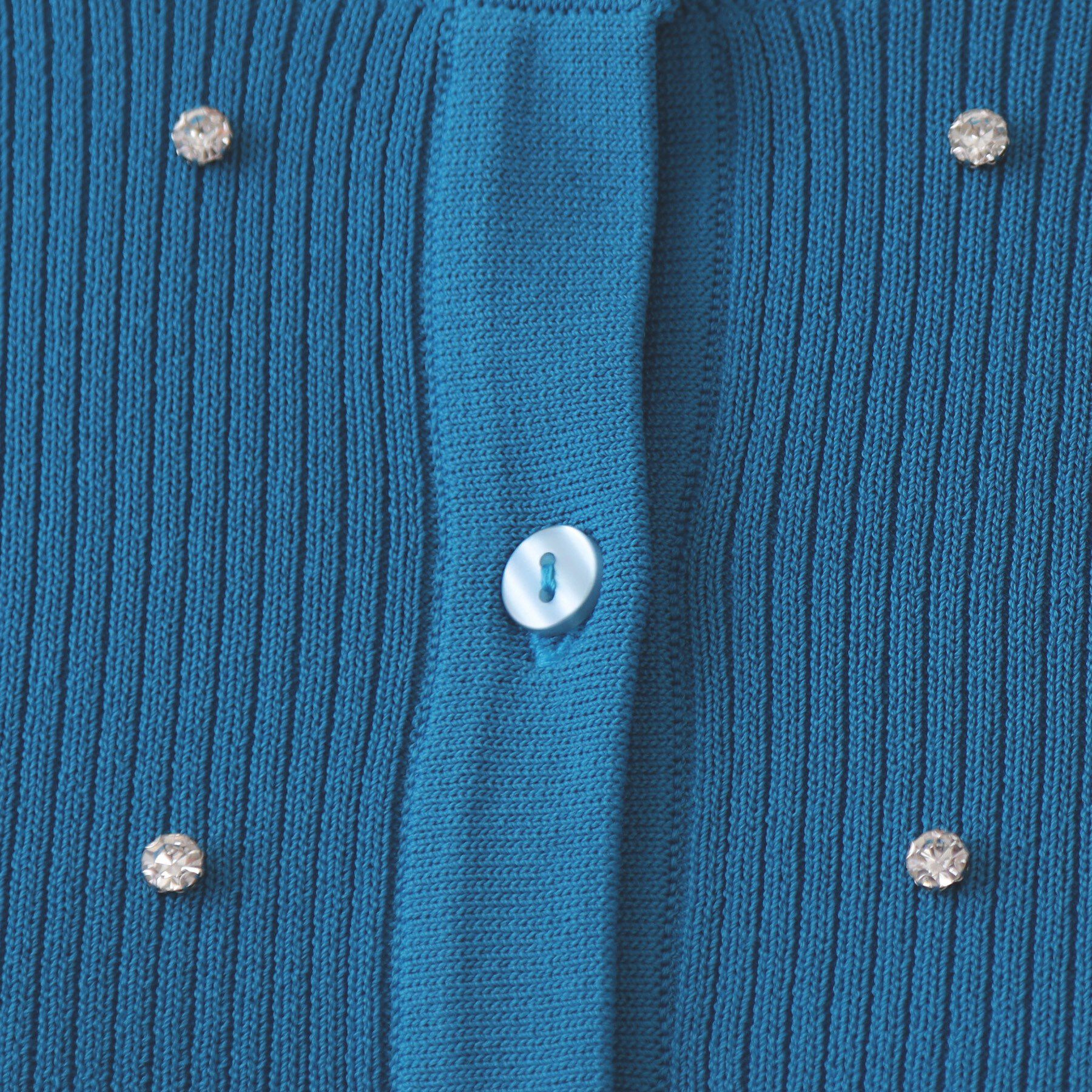 OPAQUE.CLIP「フロントビジューリブニットカーディガン【洗濯機洗い可/抗ピル】」|カーディガン|