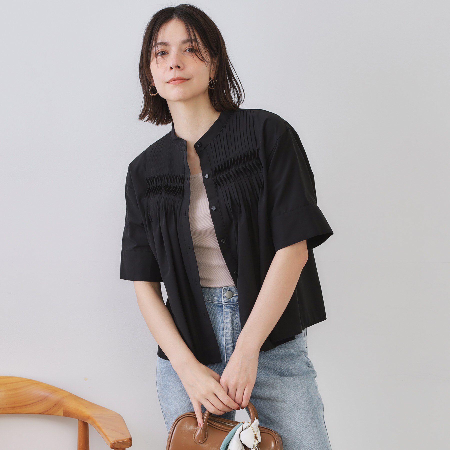 OPAQUE.CLIP「ピンタックフレアシャツ【洗濯機洗い可】」|シャツ・ブラウス|