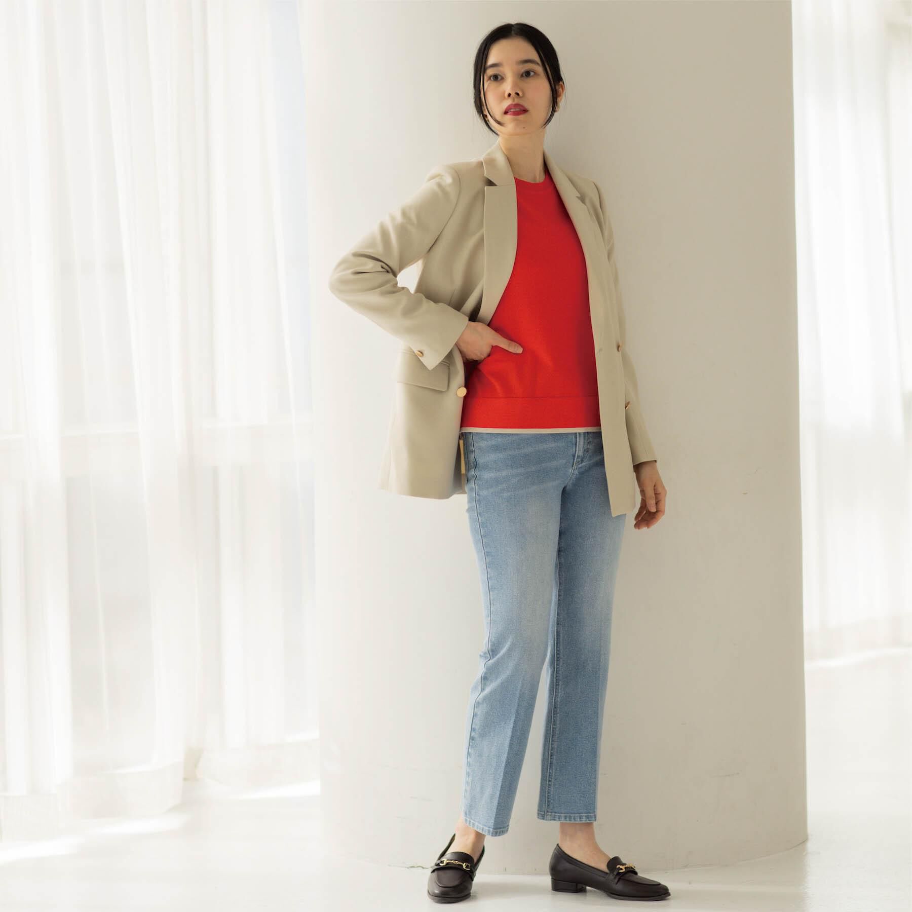 OPAQUE.CLIP「ストレッチセミフレアデニム【洗濯機洗い可】《SS～LL》」|デニム|