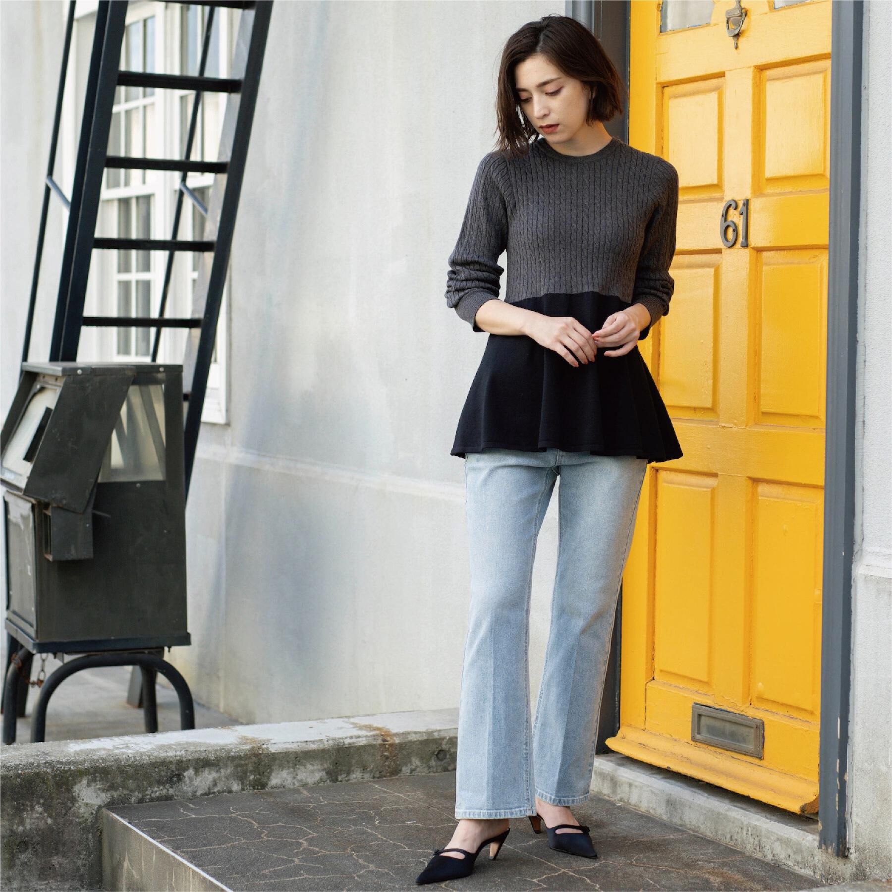 OPAQUE.CLIP「ストレッチセミフレアデニム【洗濯機洗い可】《SS～LL》」|デニム|