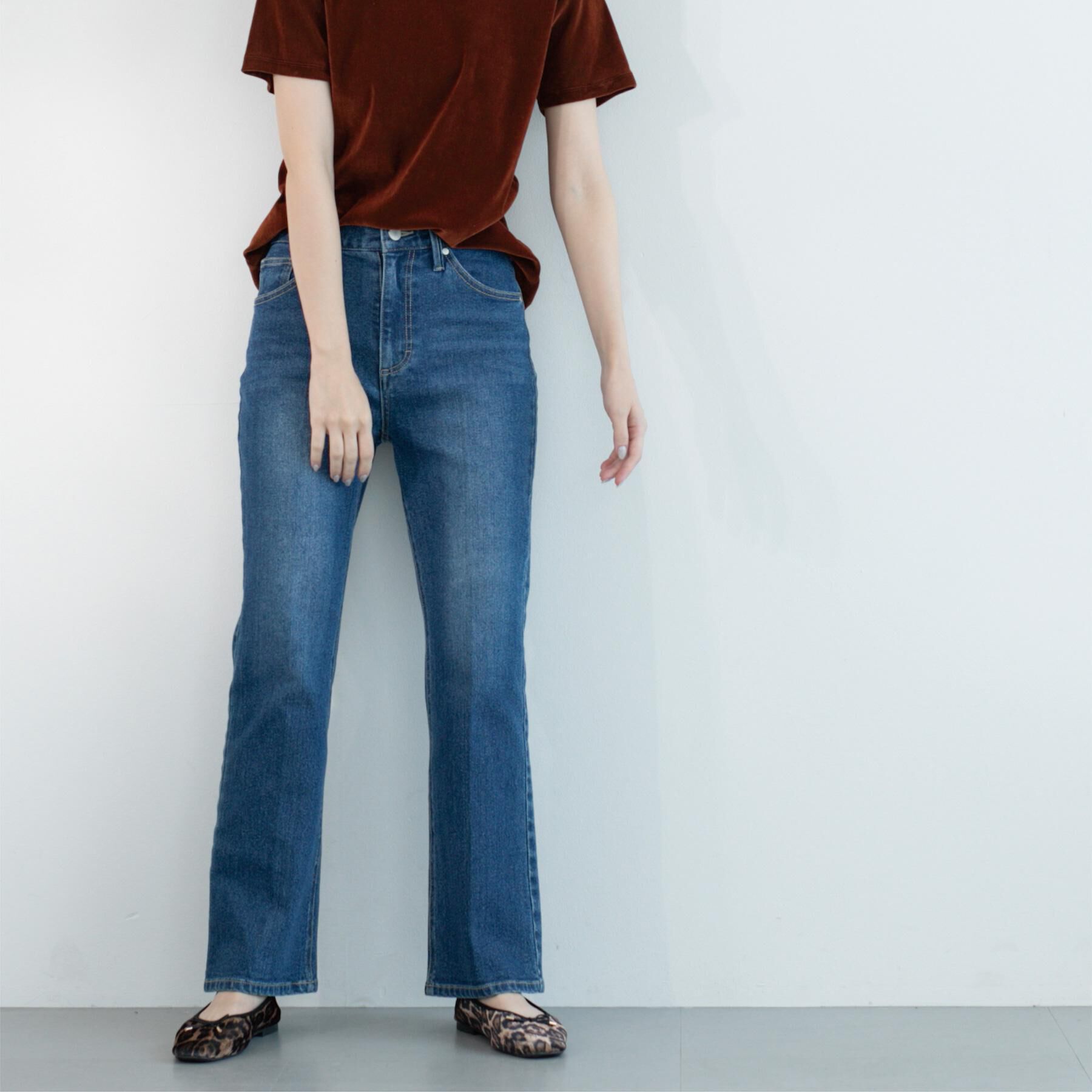 OPAQUE.CLIP「ストレッチセミフレアデニム【洗濯機洗い可】《SS～LL》」|デニム|