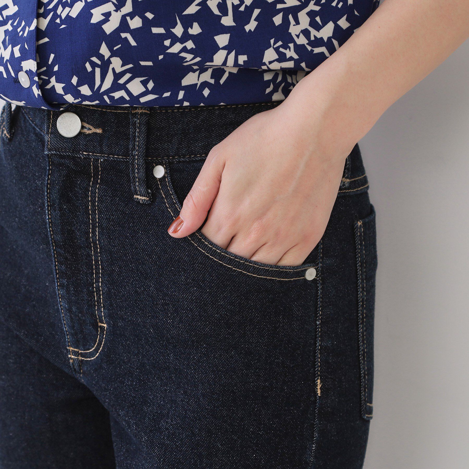 OPAQUE.CLIP「ストレッチセミフレアデニム【洗濯機洗い可】《SS～LL》」|デニム|