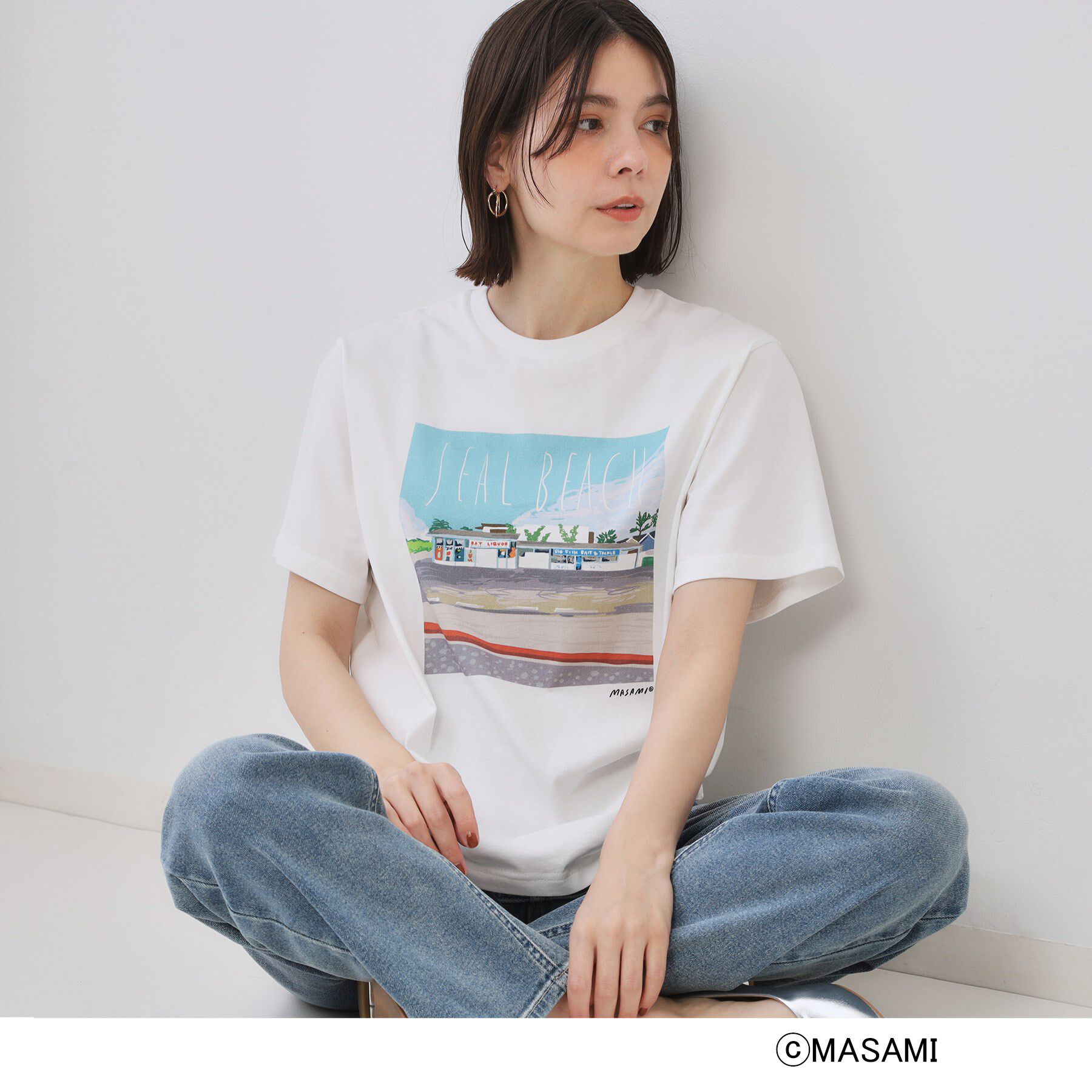 OPAQUE.CLIP「風景イラストプリントTシャツ」|Tシャツ・カットソー|ホワイト(101)