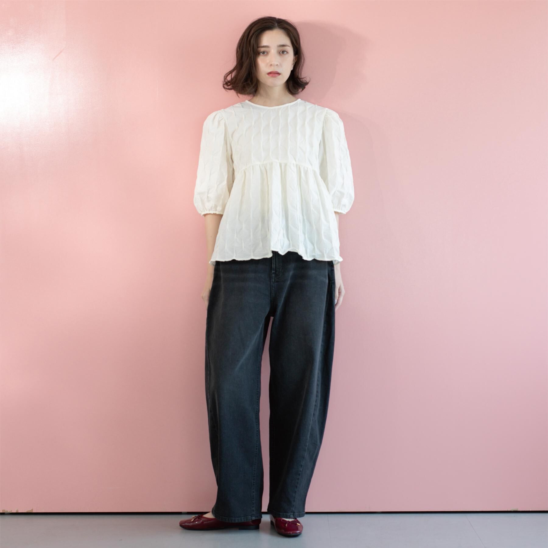 OPAQUE.CLIP「ストレッチバレルレッグデニム【洗濯機洗い可】」|デニム|