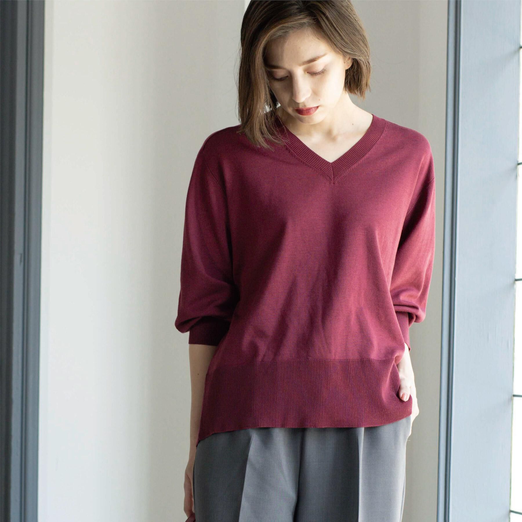 OPAQUE.CLIP「リラクシーVネックニット【洗濯機洗OK】《6col》」|ニット・セーター|