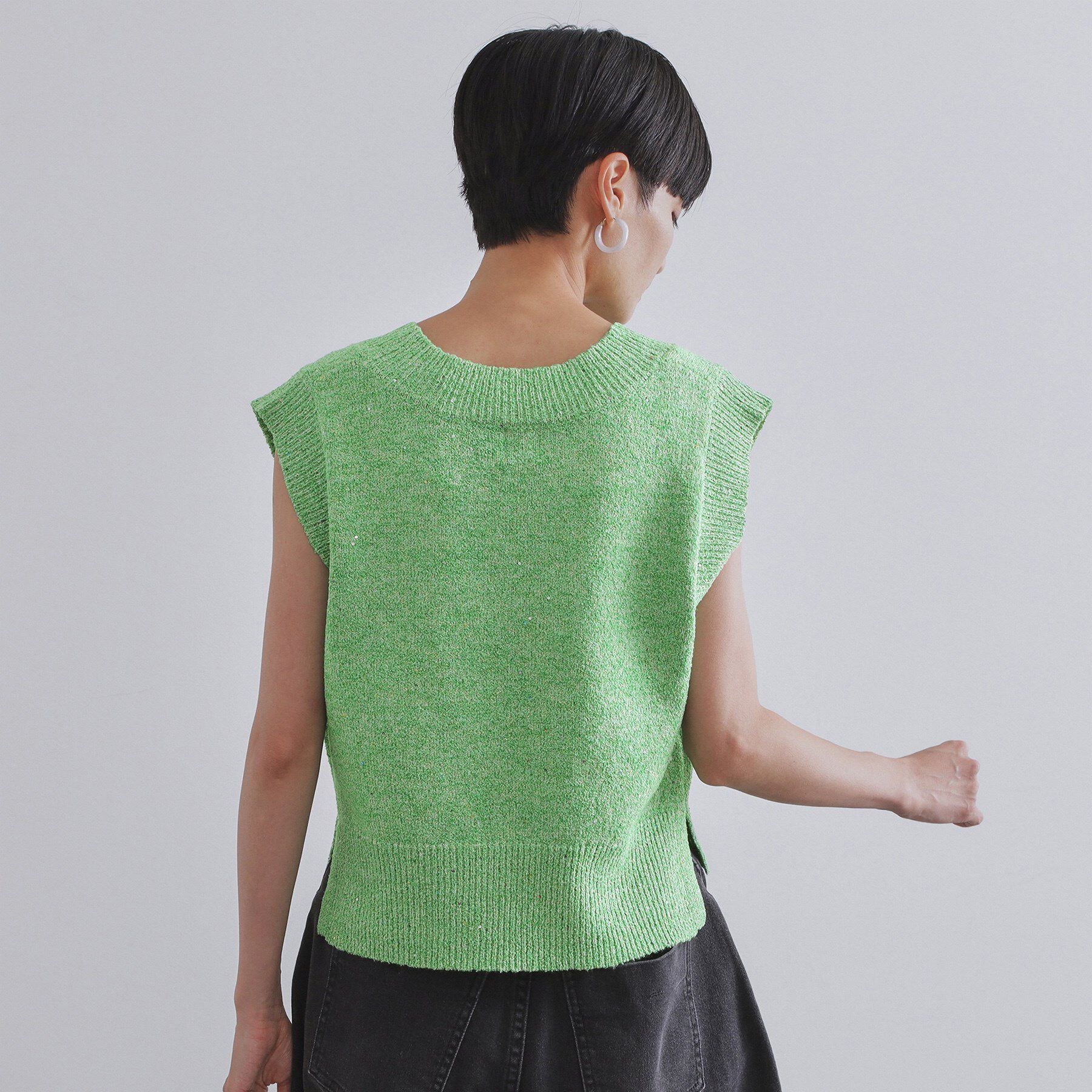 OPAQUE.CLIP「スパンコールラメVネックニット【洗える】」|ニット・セーター|