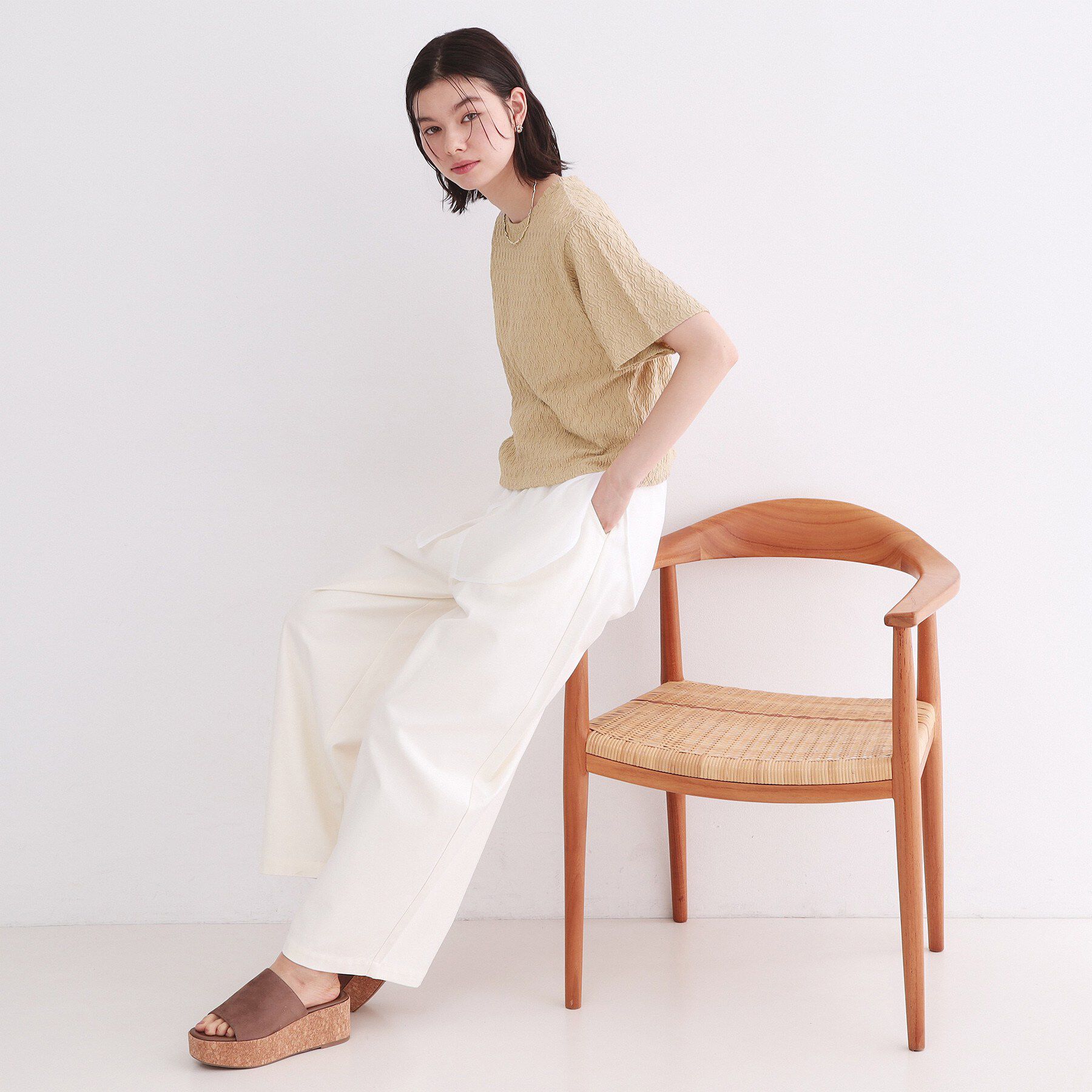 OPAQUE.CLIP「ふくれジャカードトップス【洗濯機洗い可】」|Tシャツ・カットソー|