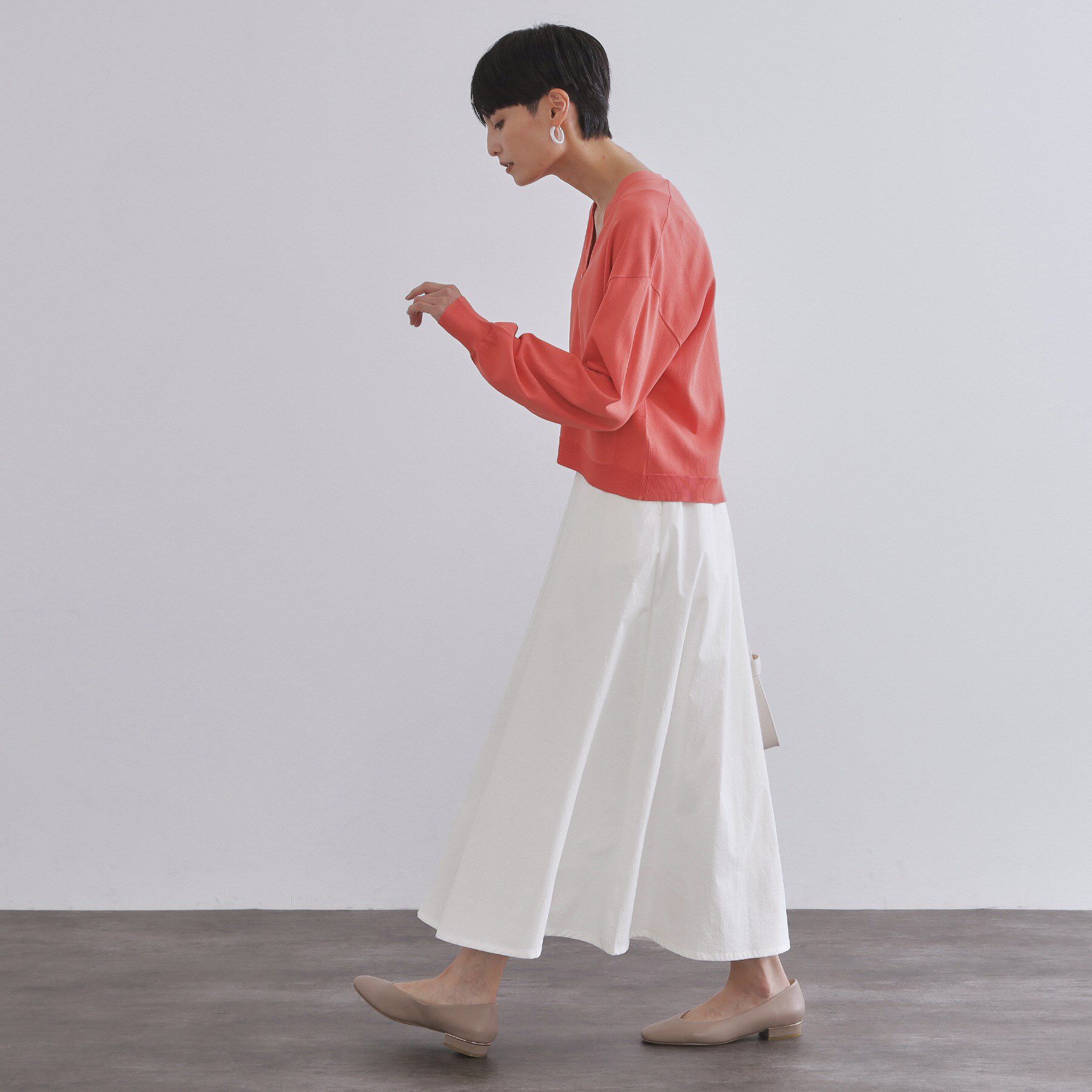 OPAQUE.CLIP「コットンライクフレアスカート【洗濯機洗い可】」|スカート|