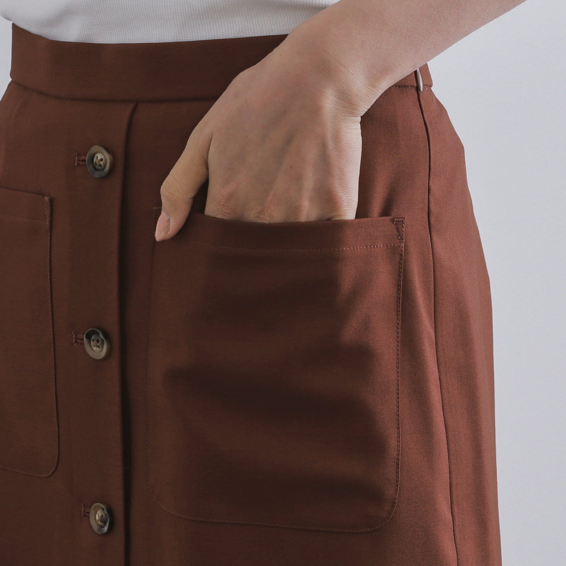 OPAQUE.CLIP「ポケットデザインナロースカート【洗濯機洗い可】」|スカート|