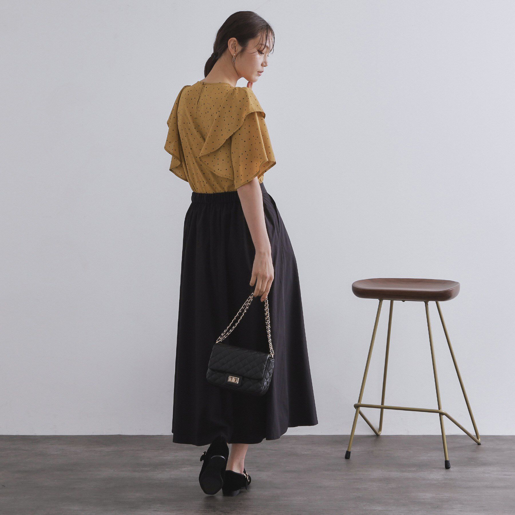 OPAQUE.CLIP「ランダムドットフリルブラウス【洗濯機洗い可】」|シャツ・ブラウス|