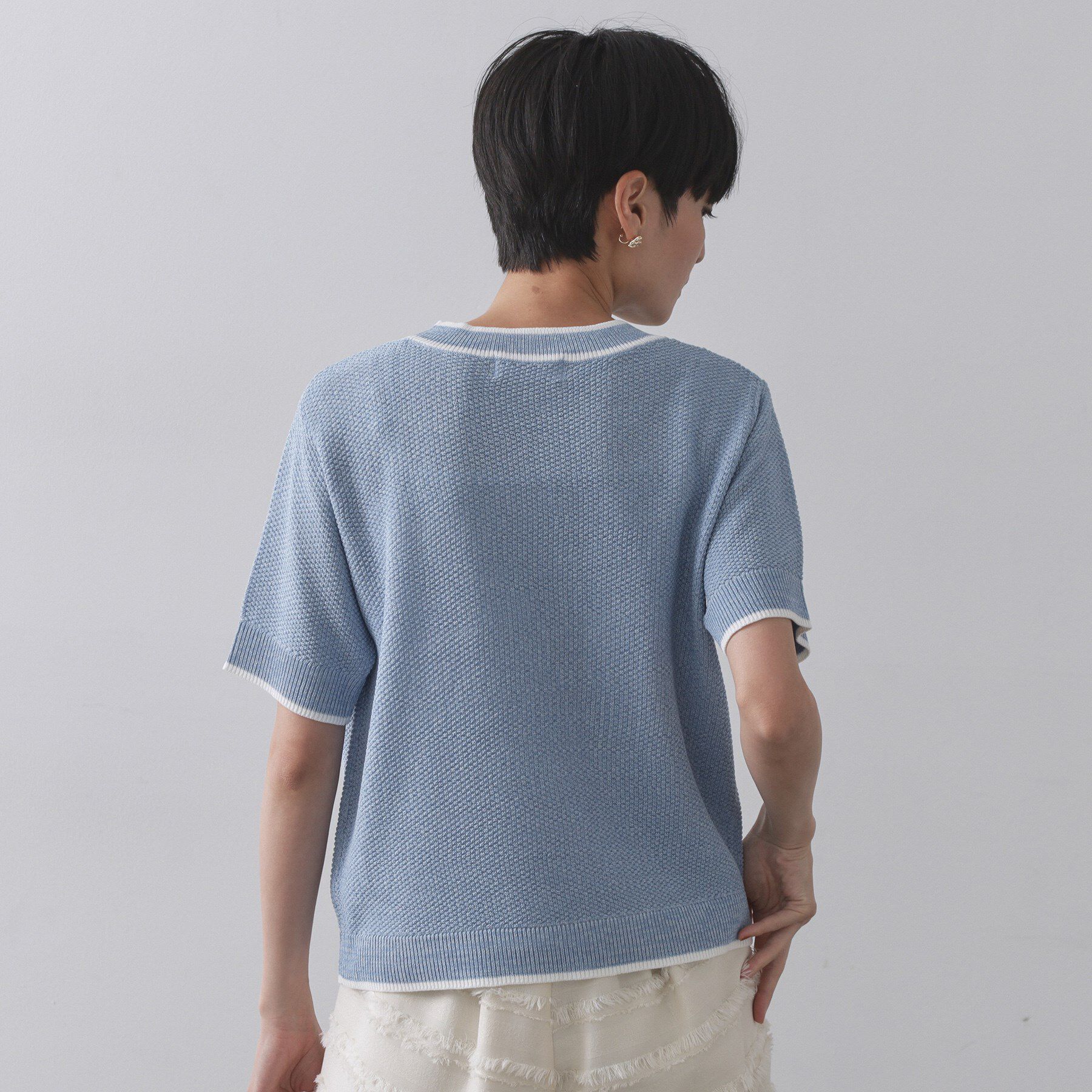 OPAQUE.CLIP「ツイードライクポケット付きニット【洗濯機洗い可/抗ピル】」|ニット・セーター|