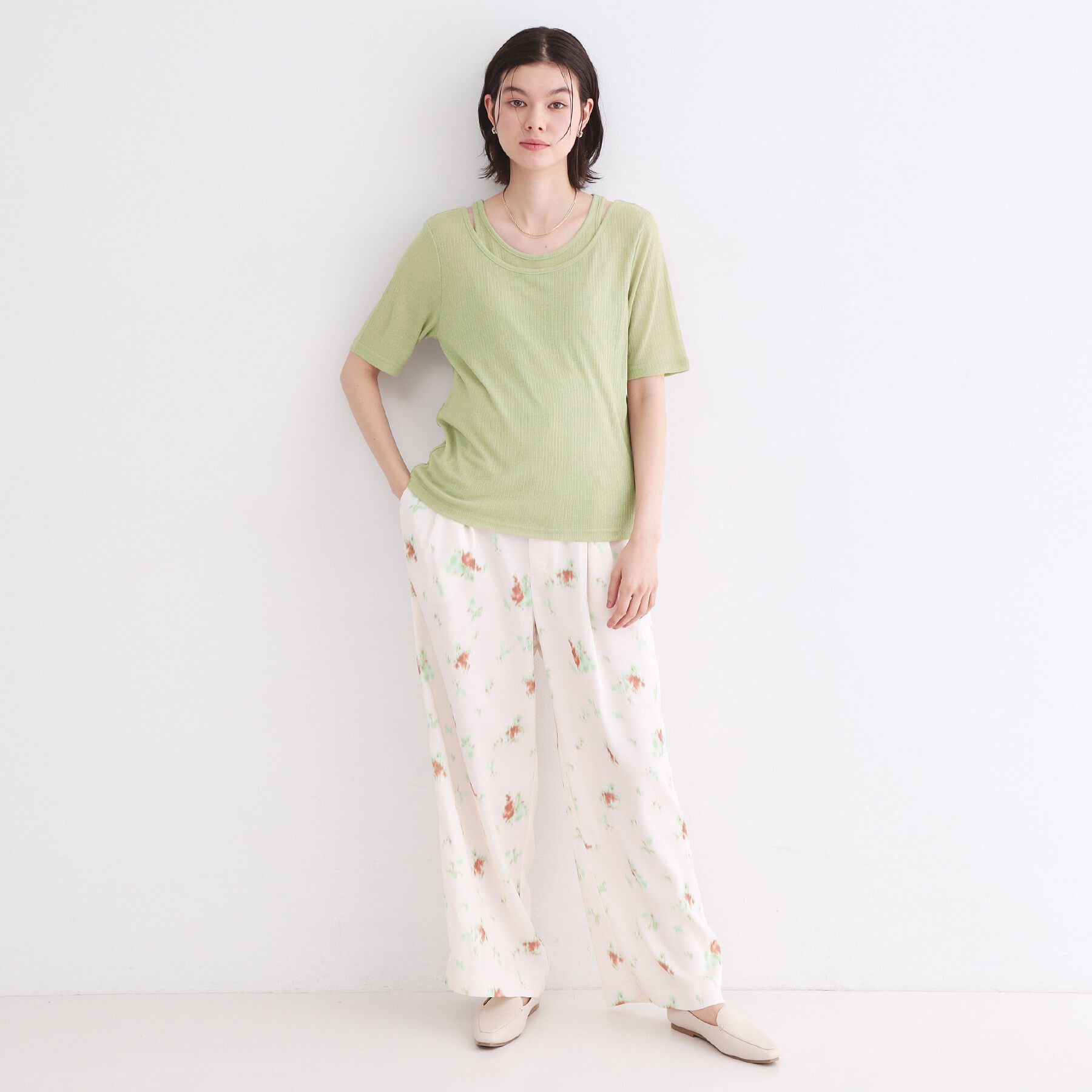 OPAQUE.CLIP「シアーリブレイヤードカットソー【洗濯機洗い可】」|Tシャツ・カットソー|