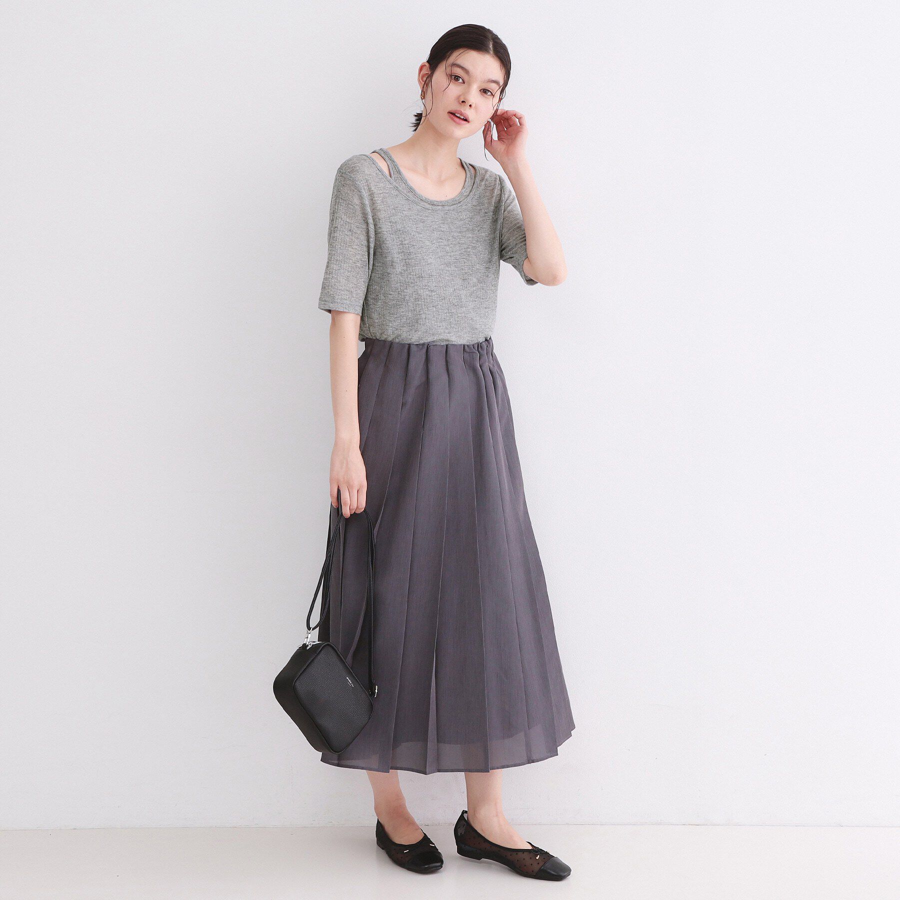 OPAQUE.CLIP「シアーリブレイヤードカットソー【洗濯機洗い可】」|Tシャツ・カットソー|