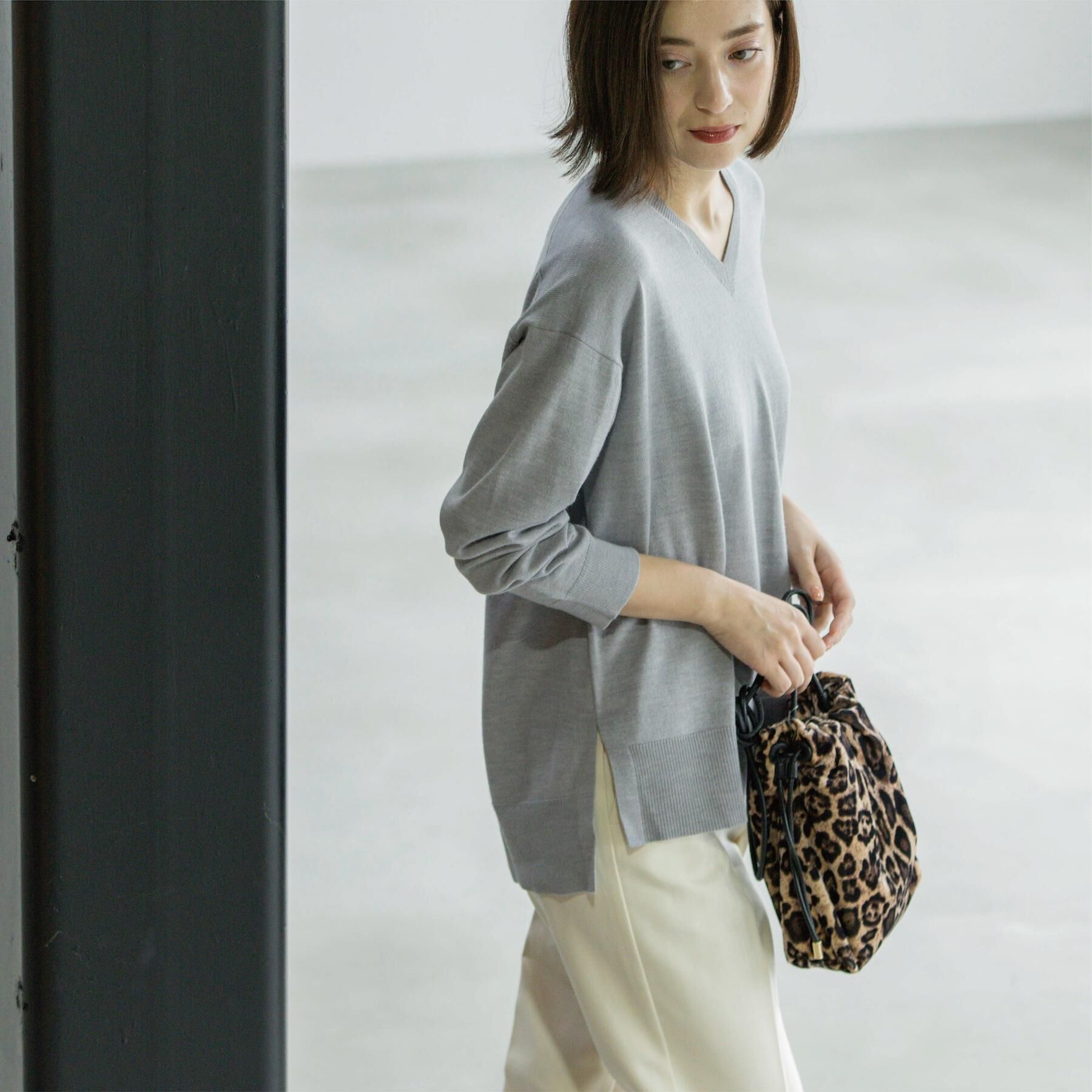 OPAQUE.CLIP「Vネックニット/エクストラファインメリノウール【THEシリーズ/洗濯機OK】」|ニット・セーター|