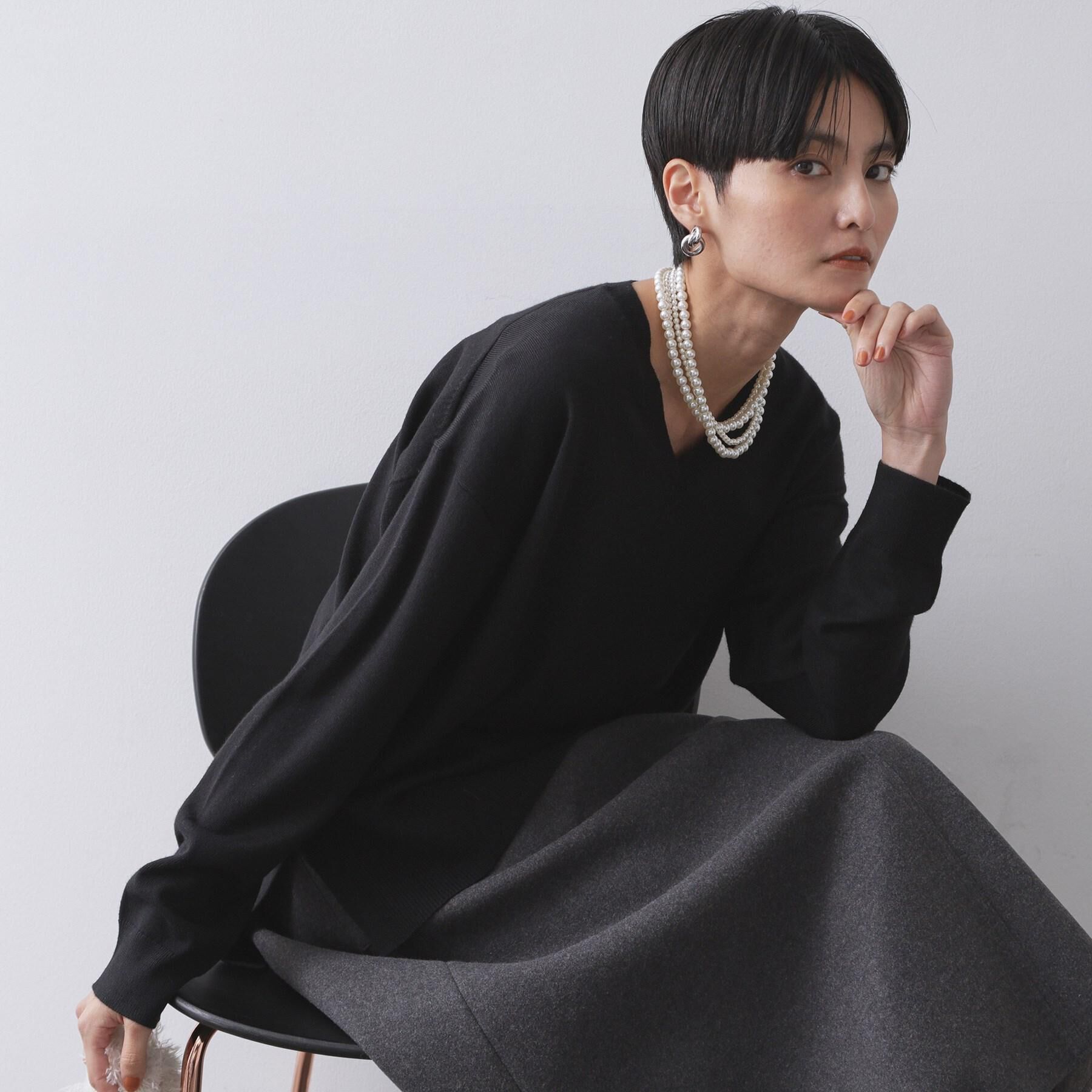 OPAQUE.CLIP「Vネックニット/エクストラファインメリノウール【THEシリーズ/洗濯機OK】」|ニット・セーター|