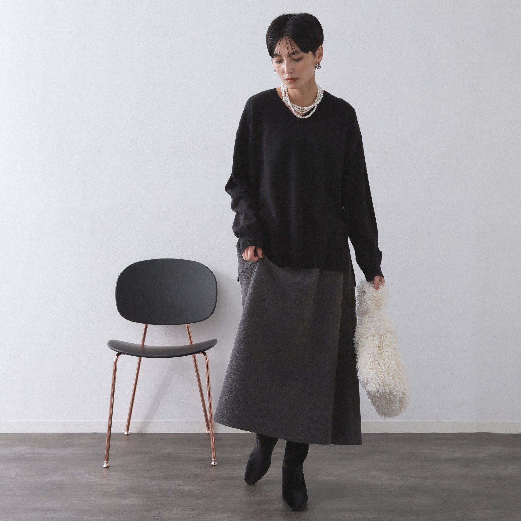 OPAQUE.CLIP「Vネックニット/エクストラファインメリノウール【THEシリーズ/洗濯機OK】」|ニット・セーター|