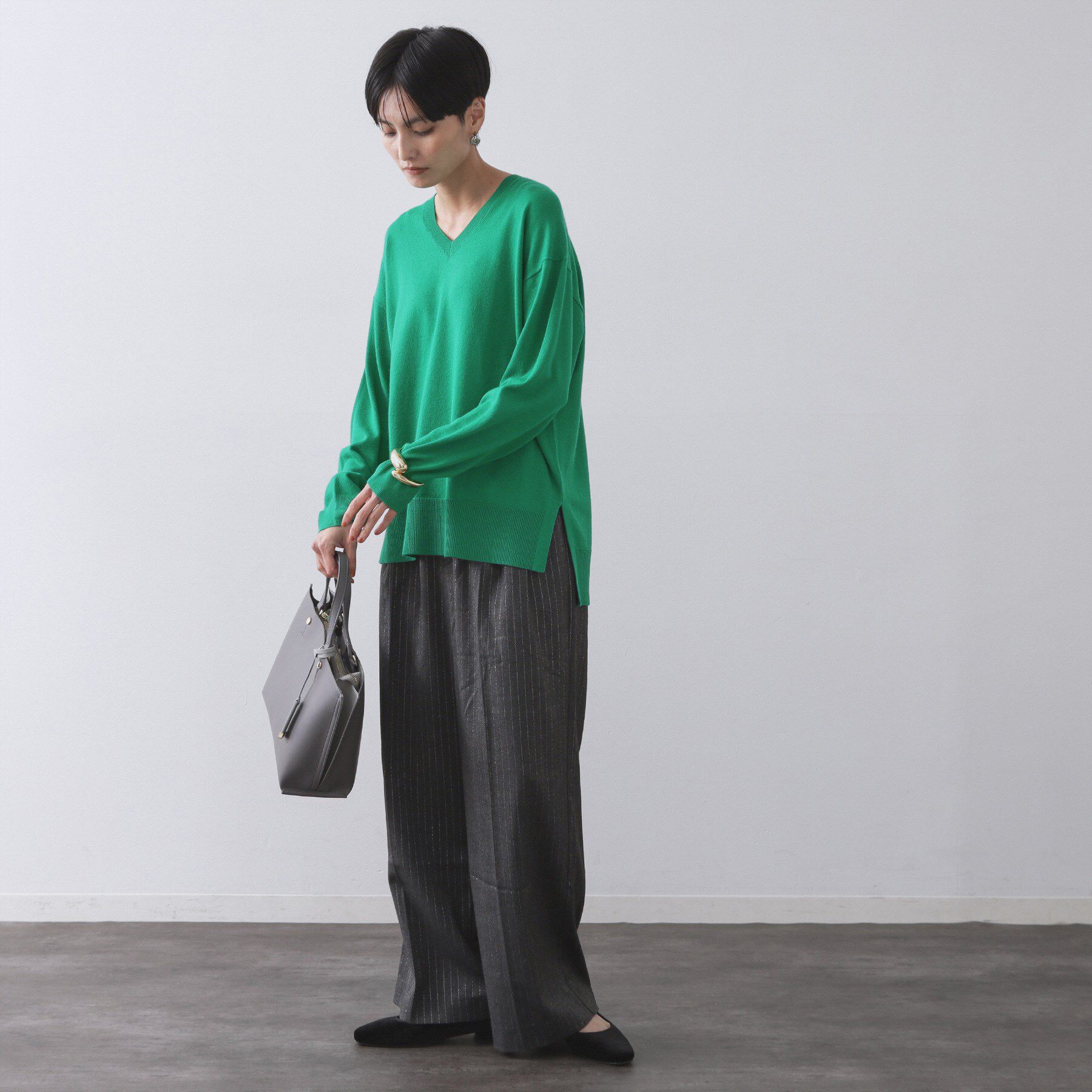 OPAQUE.CLIP「Vネックニット/エクストラファインメリノウール【THEシリーズ/洗濯機OK】」|ニット・セーター|