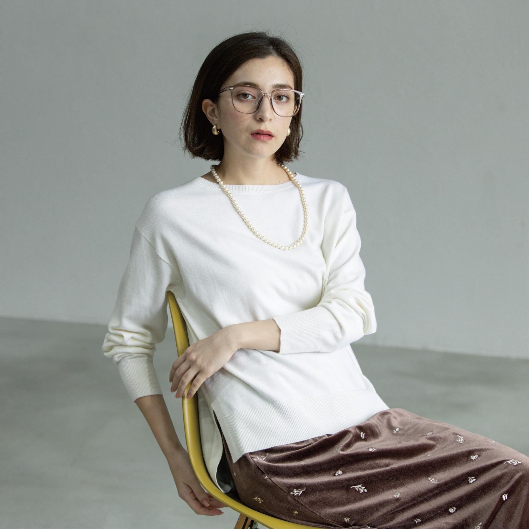 OPAQUE.CLIP「ボートネックニット/エクストラファインメリノウール【THEシリーズ/洗濯機OK】」|ニット・セーター|