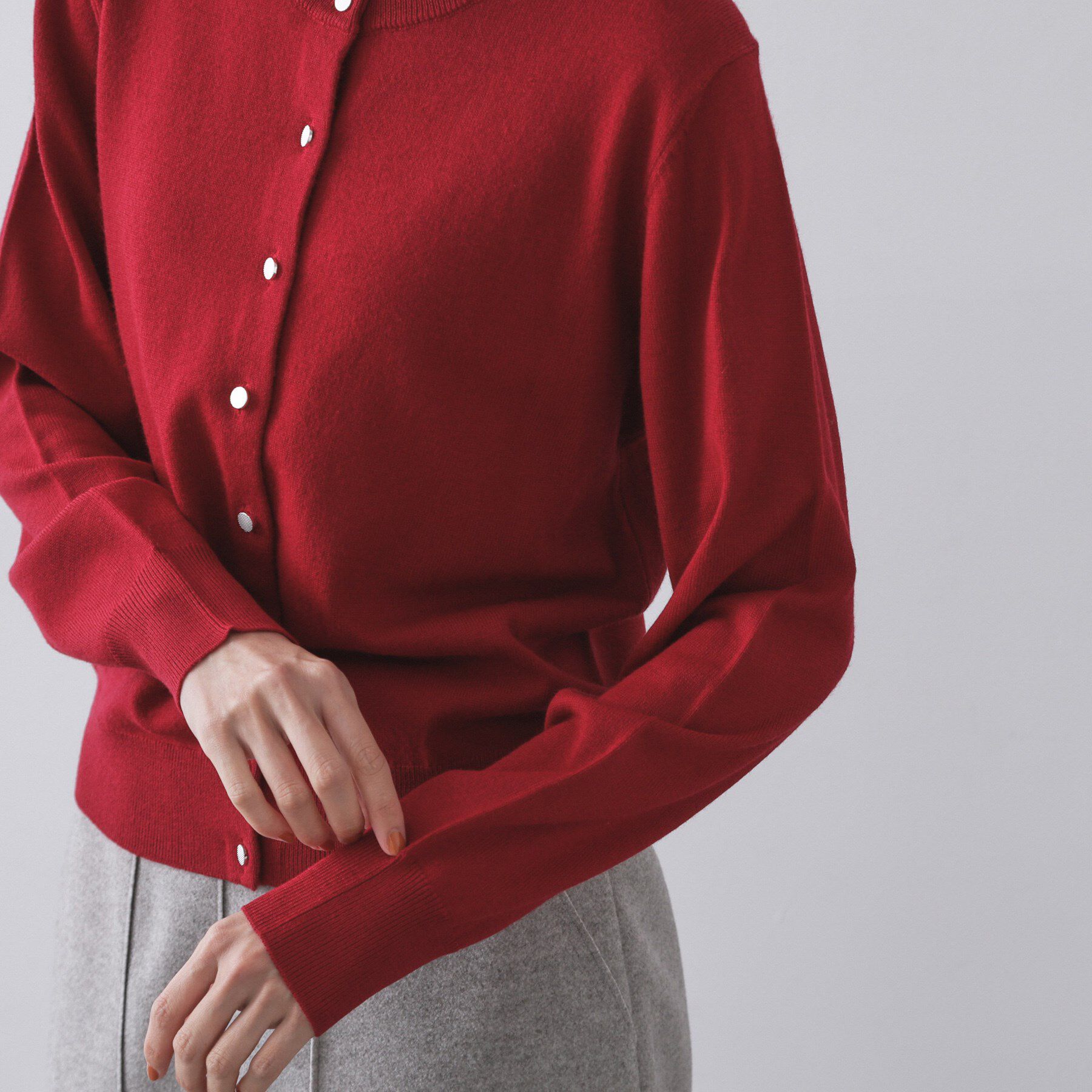 OPAQUE.CLIP「クルーニットカーディガン/エクストラファインメリノウール【THEシリーズ/洗濯機OK】」|カーディガン|