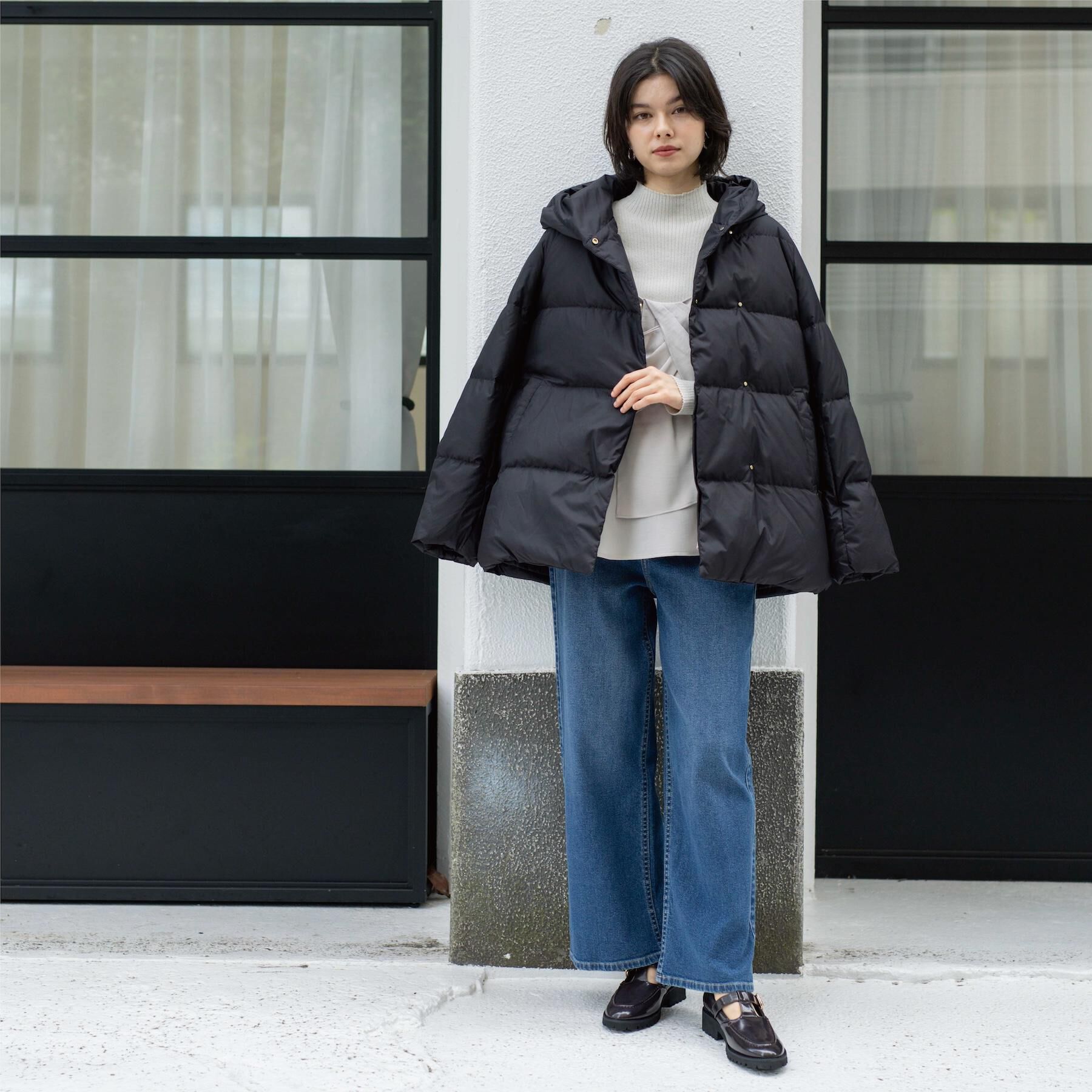 OPAQUE.CLIP「撥水フードミドルダウンコート【防風/抗菌防臭/洗濯機OK】《S～LL》」|ダウン|