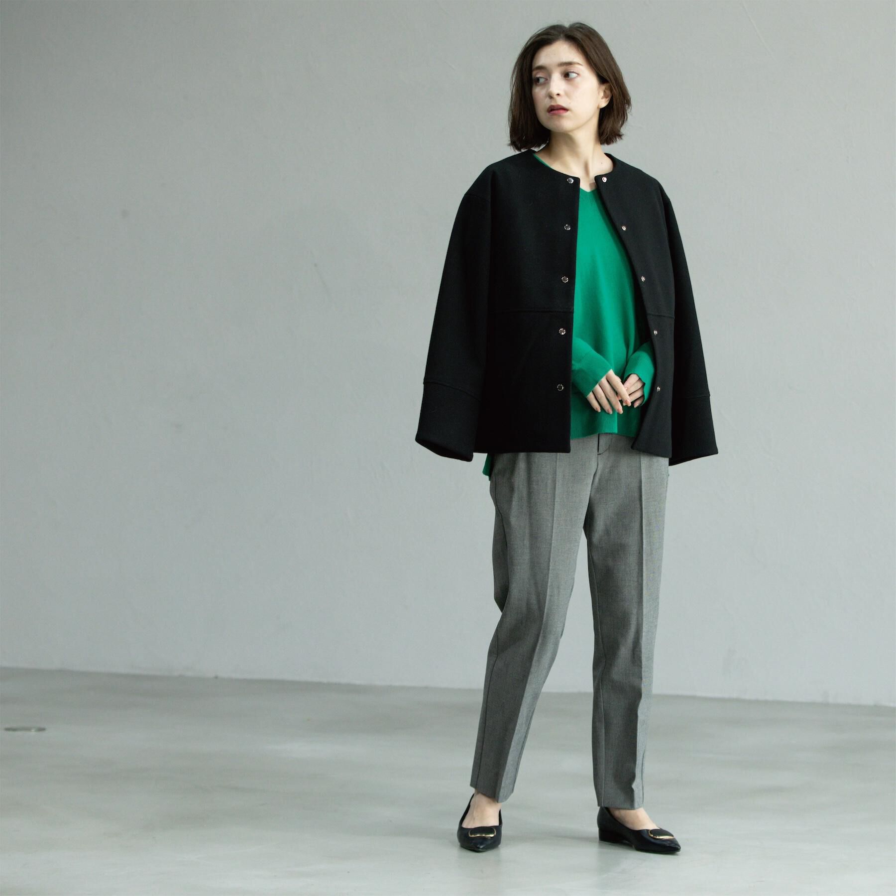 OPAQUE.CLIP「ウールライクメルトンノーカラーコート【洗濯機洗い可】」|ノーカラーコート|