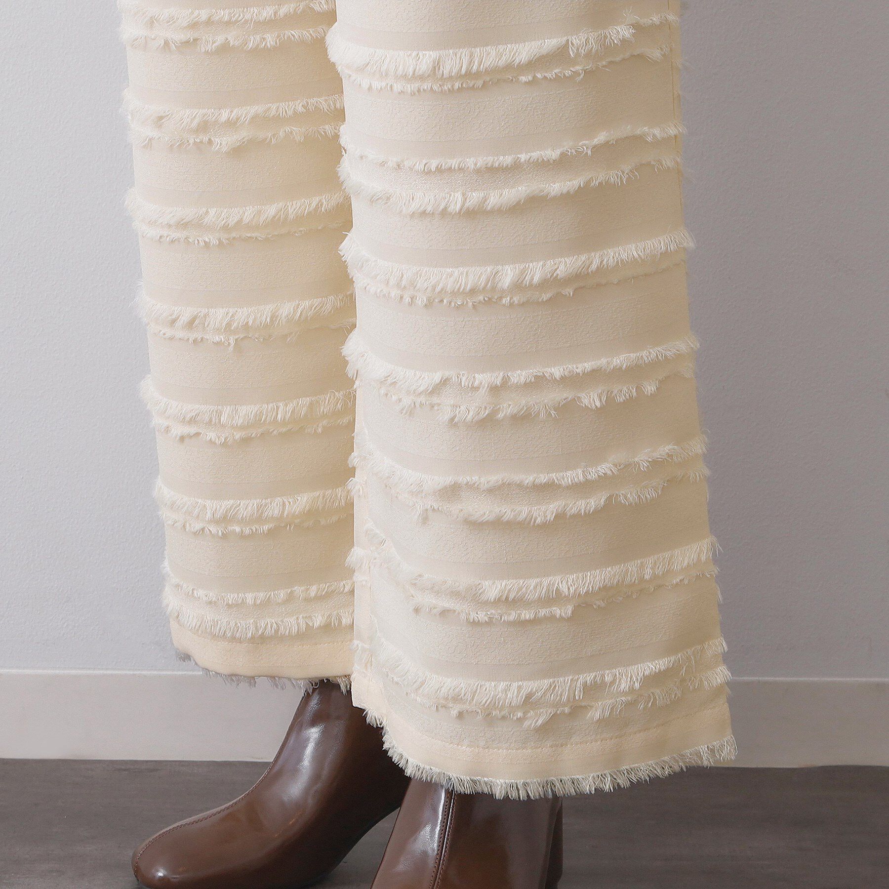 OPAQUE.CLIP「フリンジボーダージャカードワイドパンツ【洗濯機洗い可】」|その他|