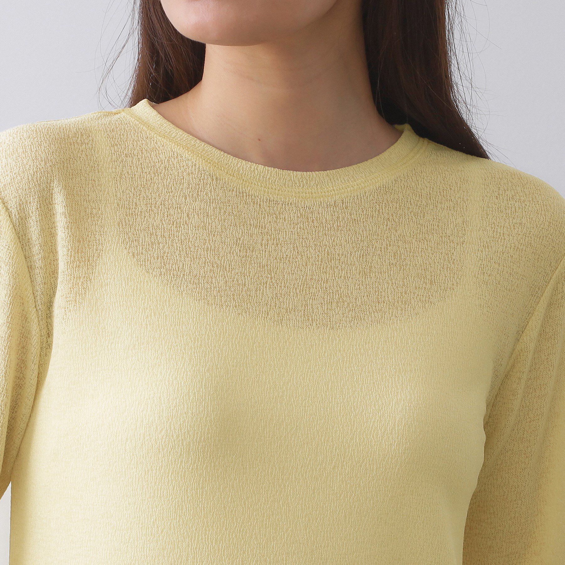 OPAQUE.CLIP「シアーラウンドネックカットソー【洗濯機洗い可】」|Tシャツ・カットソー|